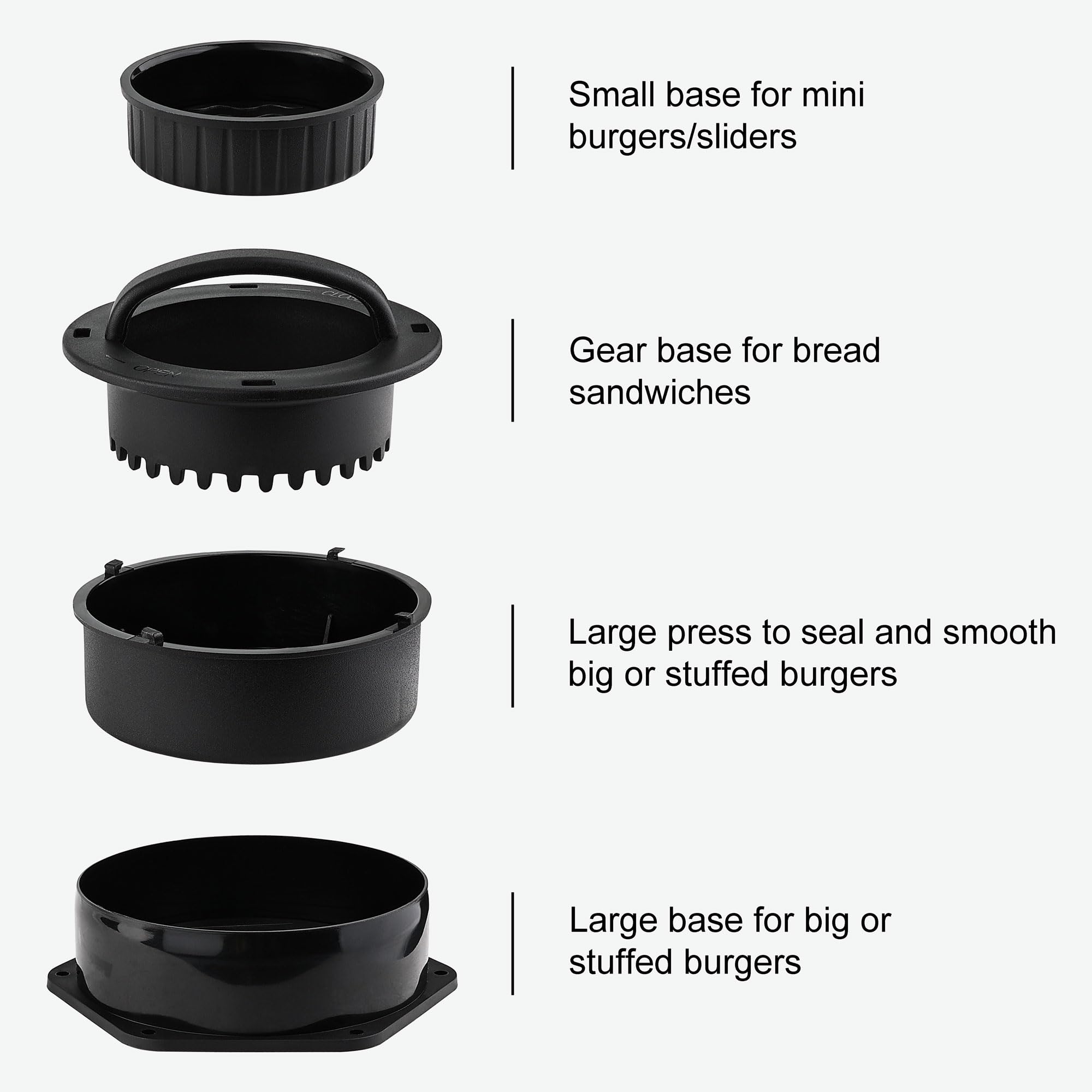 POLIGO Smash Burger Press Kit - 4 in 1 Stuffed Burger Mold, Cast Iron Burger Presses, Sauce Brushes Included - Non Stick Smash Burger Press Set for Grill and Griddle Cooking - Round and Rectangle