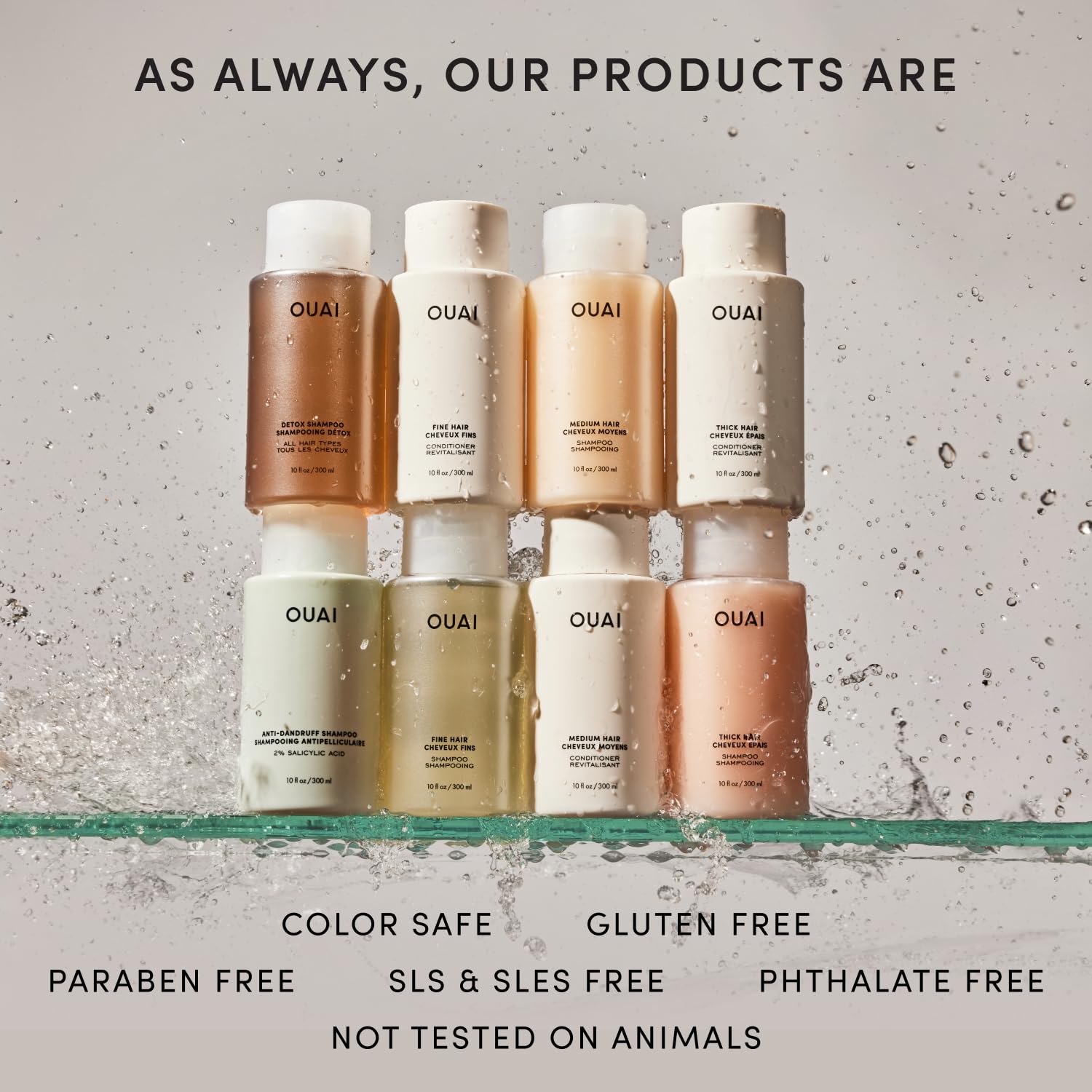 OUAI Medium Hair Shampoo and Conditioner Set - Sulfate-Free Shampoo and Conditioner for Women & Men - Made with Keratin, Shea Butter & Avocado Oil - Free of Parabens & Phthalates (10 Fl Oz)