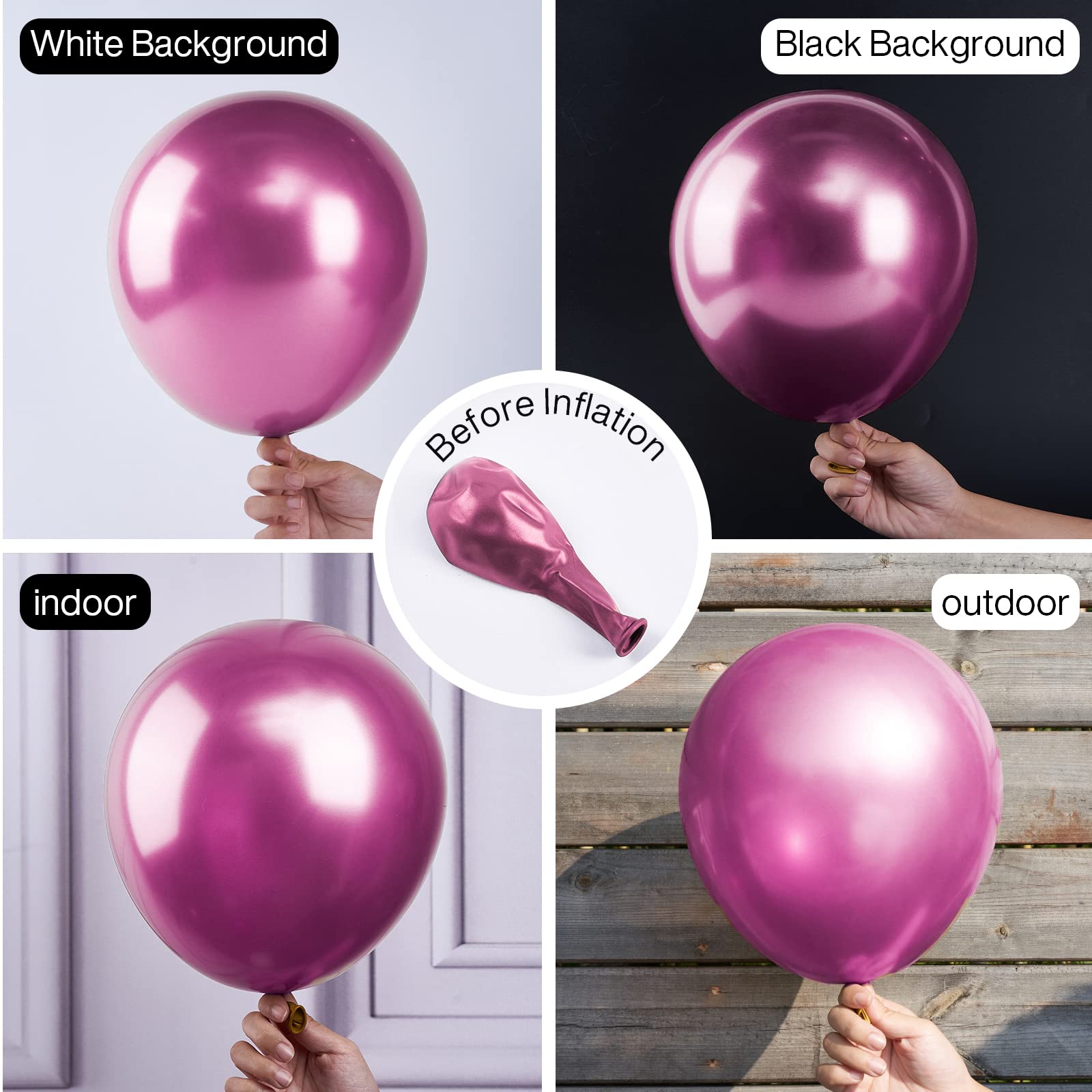 PartyWoo Metallic Hot Pink Balloons 100pcs Different Sizes of 18 12 10 5 Inch Chorme Dark Pink Magenta Fuchsia Balloon Arch Kit Garland for Wedding Birthday Baby Shower Party Decorations Pink-G114