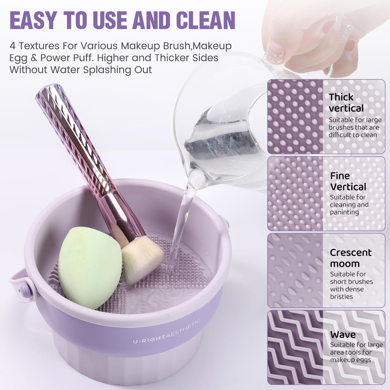 Makeup Brush Cleaner Mat 3 in 1 Silicone Makeup Brush Cleaner Bowl Cosmetic Brushes Cleaning Tool Organizer for Storage and Air Drying(Khkai)