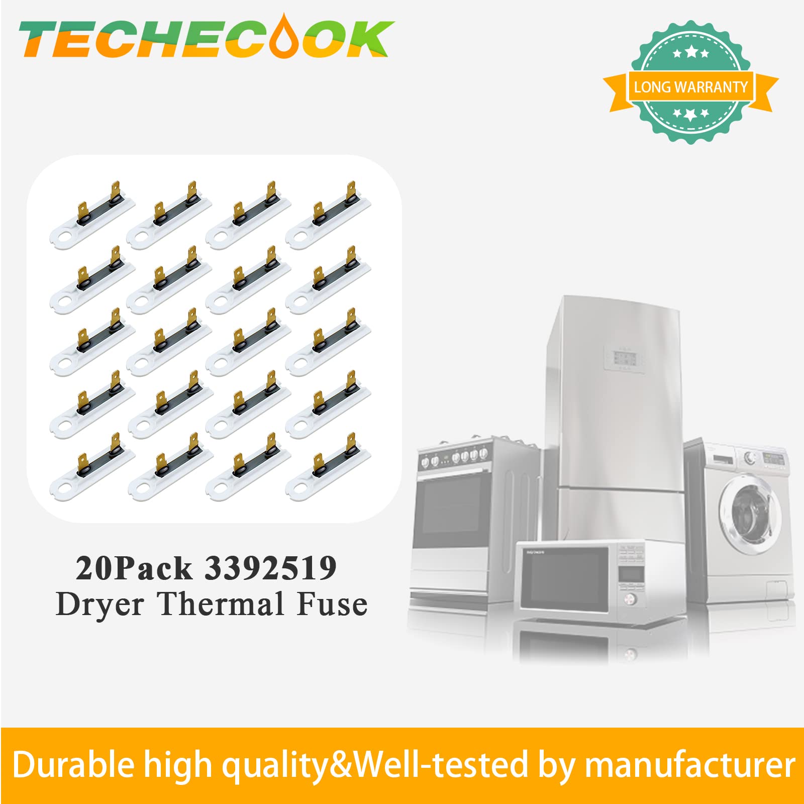 ππ₯ππ§ππππ 20Pack 3392519 Dryer Thermal Fuse by Techecook - Replacement for Whirl-Pool Ken-More Dryers - Compatible for Part 80005 3388651 WP3392519VP 694511 Thermal Fuse (20 Pack)