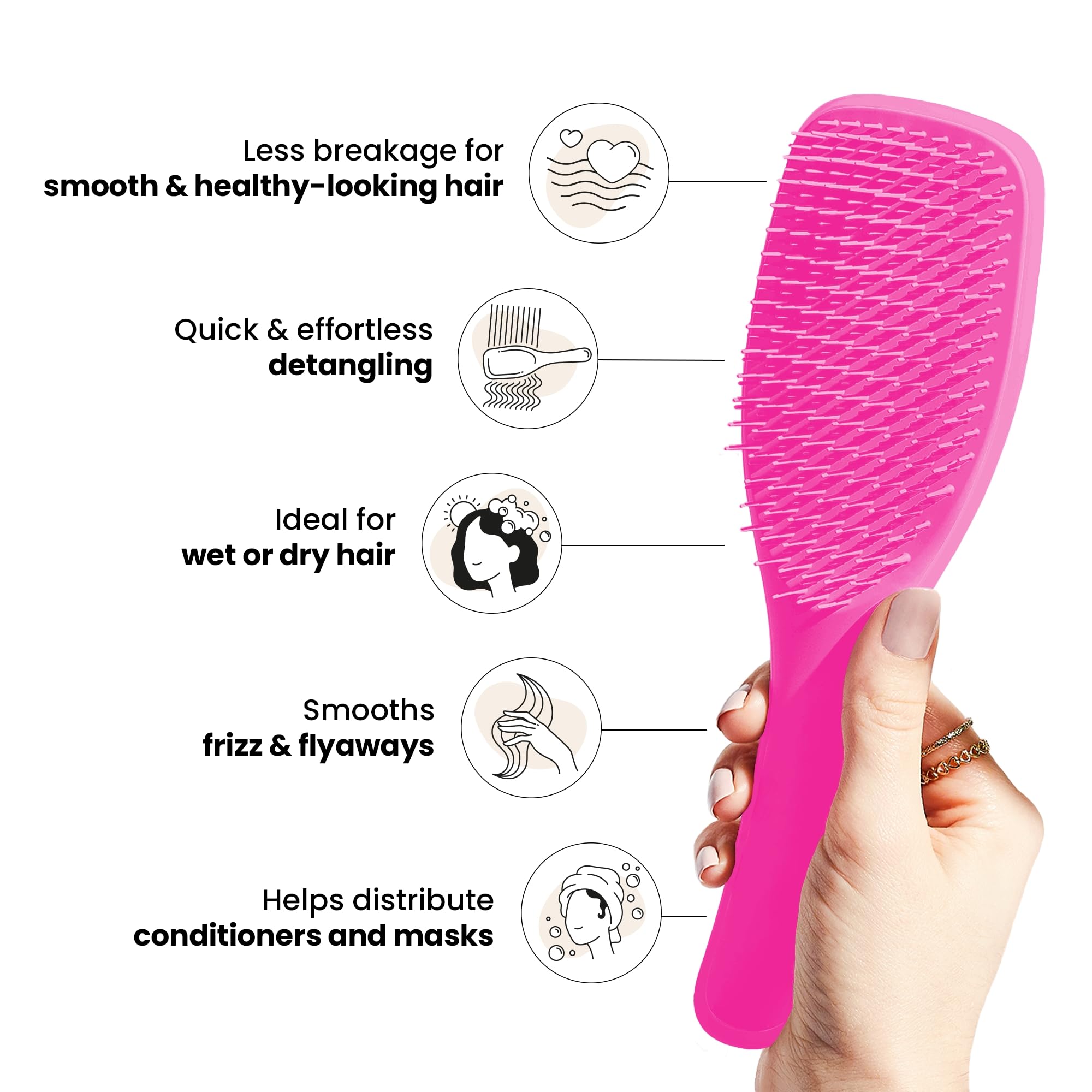 Tangle Teezer Ultimate Detangler Brush for Wet & Dry Hair, Eliminates Knots & Reduces Breakage for All Hair Types, Runway Pink