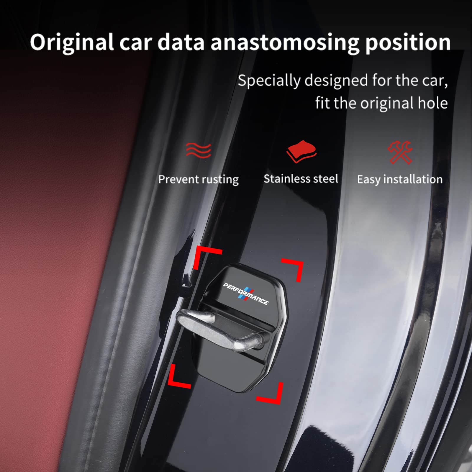 Speechn Car Door Lock Latches Cover Protector Replacement for BMW Car Accessories 1 2 5 6 7Series X1 X3 X5 X6 F15 F20 F45 G01 G02 G20 G30(4Pcs Black