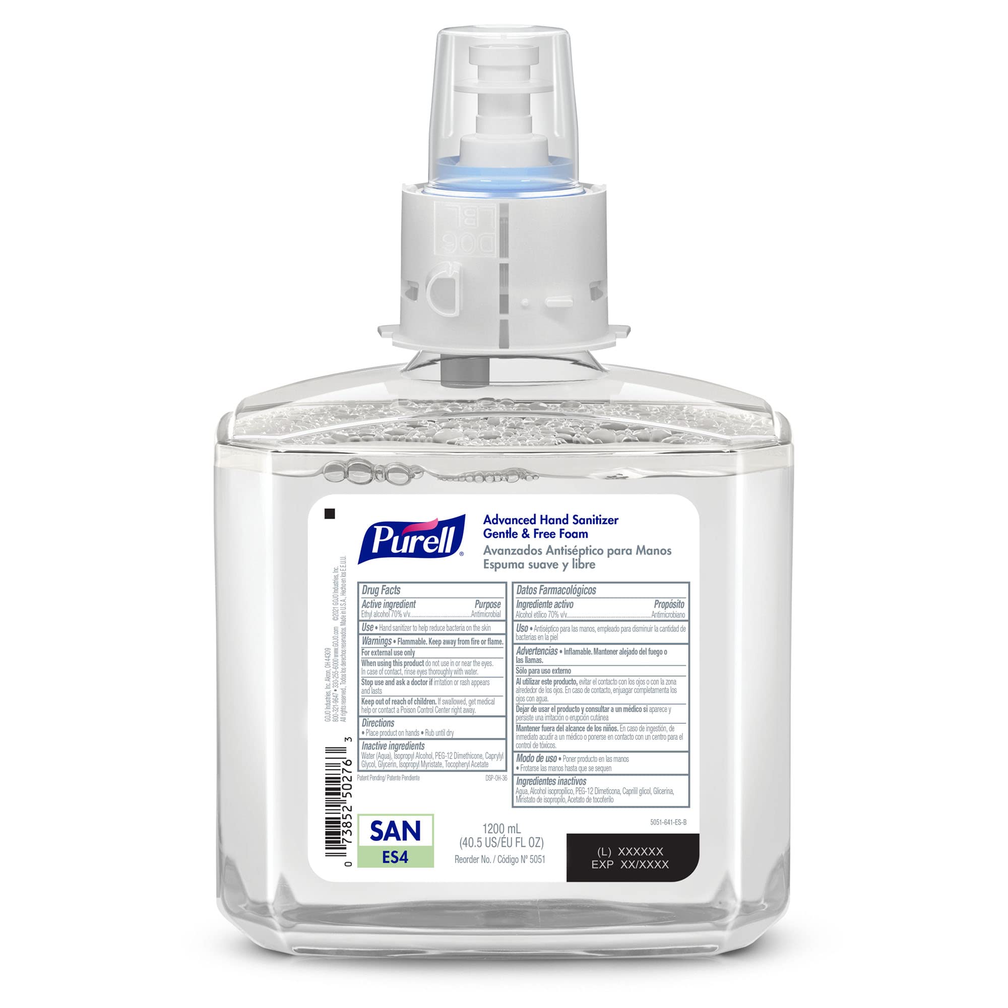 PURELL Advanced Hand Sanitizer Gentle & Free Foam, Fragrance Free, 1200 mL Refill for PURELL ES4 Manual Hand Sanitizer Dispenser (Pack of 2) - 5051-02