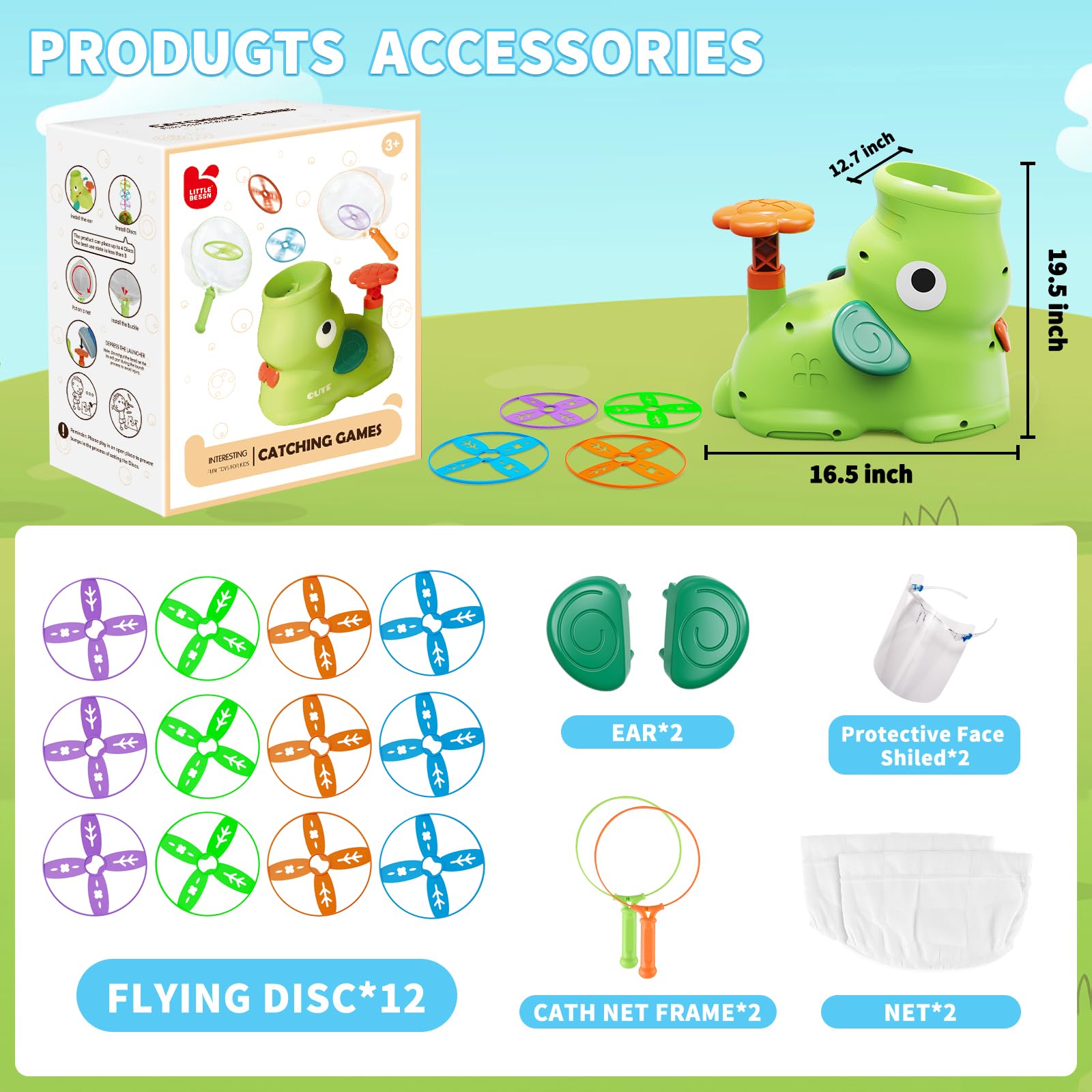 CPSYUB Outdoor Stomp Flying Disc Launcher Toys for Kids Ages 3 4 5 6 7 8 9 10, Elephant Butterfly Catching Game, Outside Yard Activities Chasing Toy, Outdoor Birthday for 3-8 Year Old Boys Girls