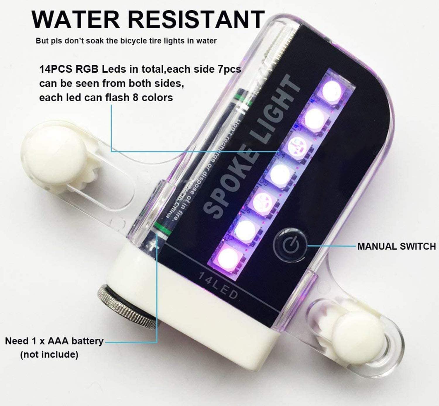 Bike Wheel Lights (2 Pack) - Waterproof LED Bicycle Spoke Lights Safety Tire Lights - Great Gift for Kids Adults - 30 Different Patterns Change - Bike Accessories - Black