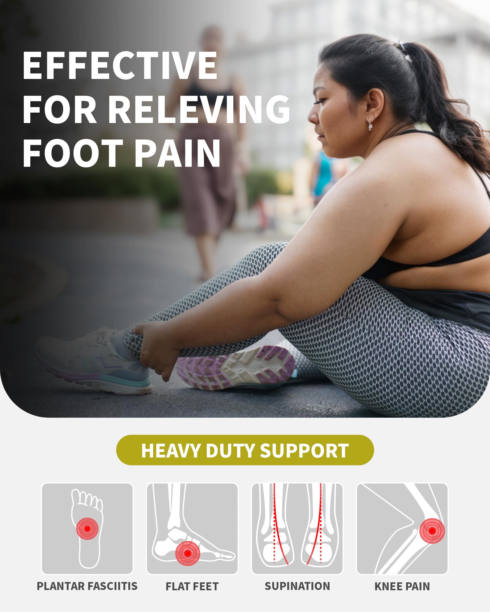 WalkHero Heavy Duty Arch Support Inserts,220+ lbs Plantar Fasciitis Insoles for Men Women,Pain Relief Orthotic Insert for Flat Feet,Work Standing All Day or Daily Walking Mens 6-6.5 | Womens 8-8.5