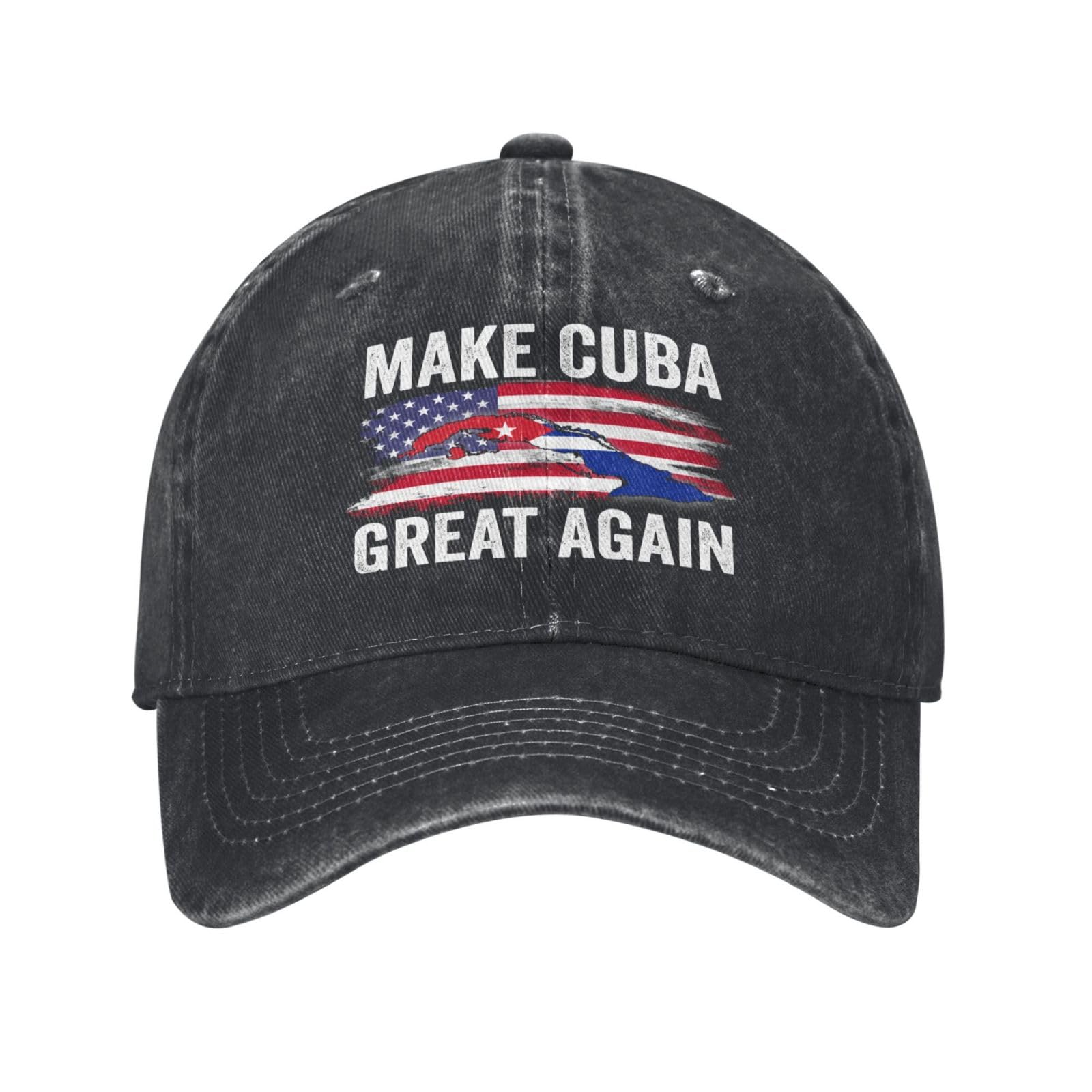 muciioa Make Cuba Great Again hat Cuban Flag Cotton Cap Black