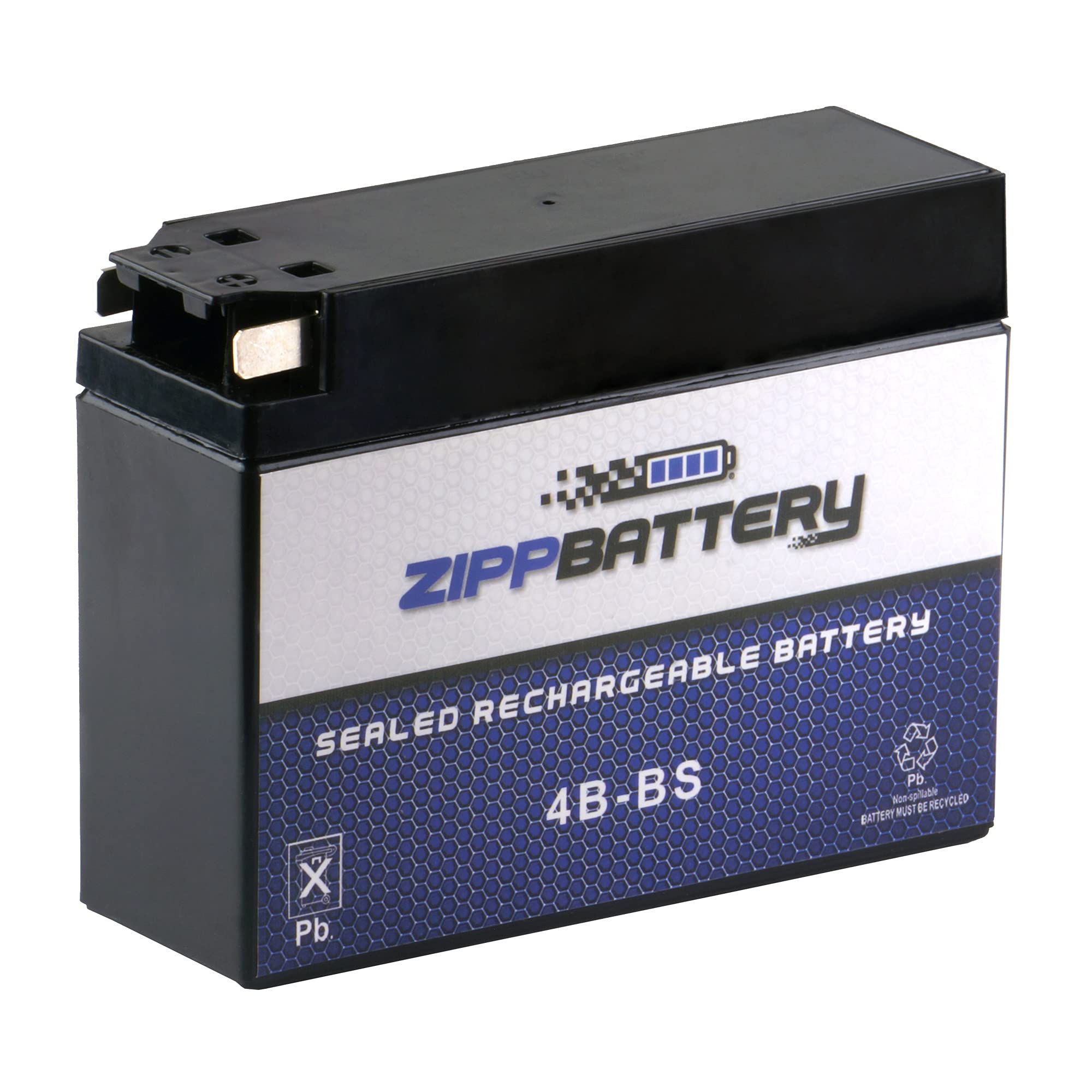 Zipp Battery YTX4B-BS Maintenance-Free 12V 2Ah Battery Replacement for ATV, Motorcycle, Jet Skis, Scooter, UTV, and More