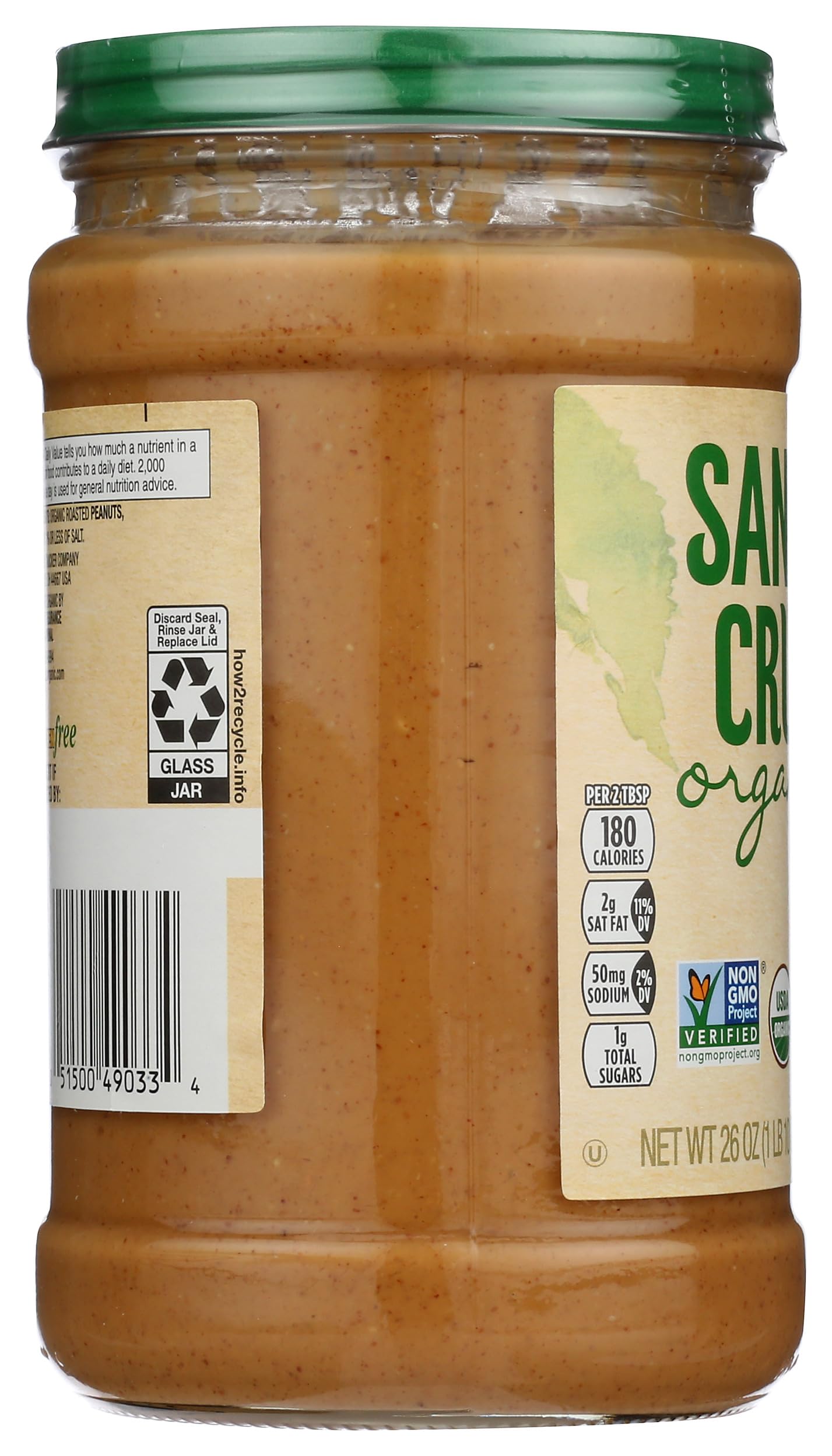 SANTA CRUZ ORGANIC Organic Dark Roasted Creamy Peanut Butter, 26 OZ