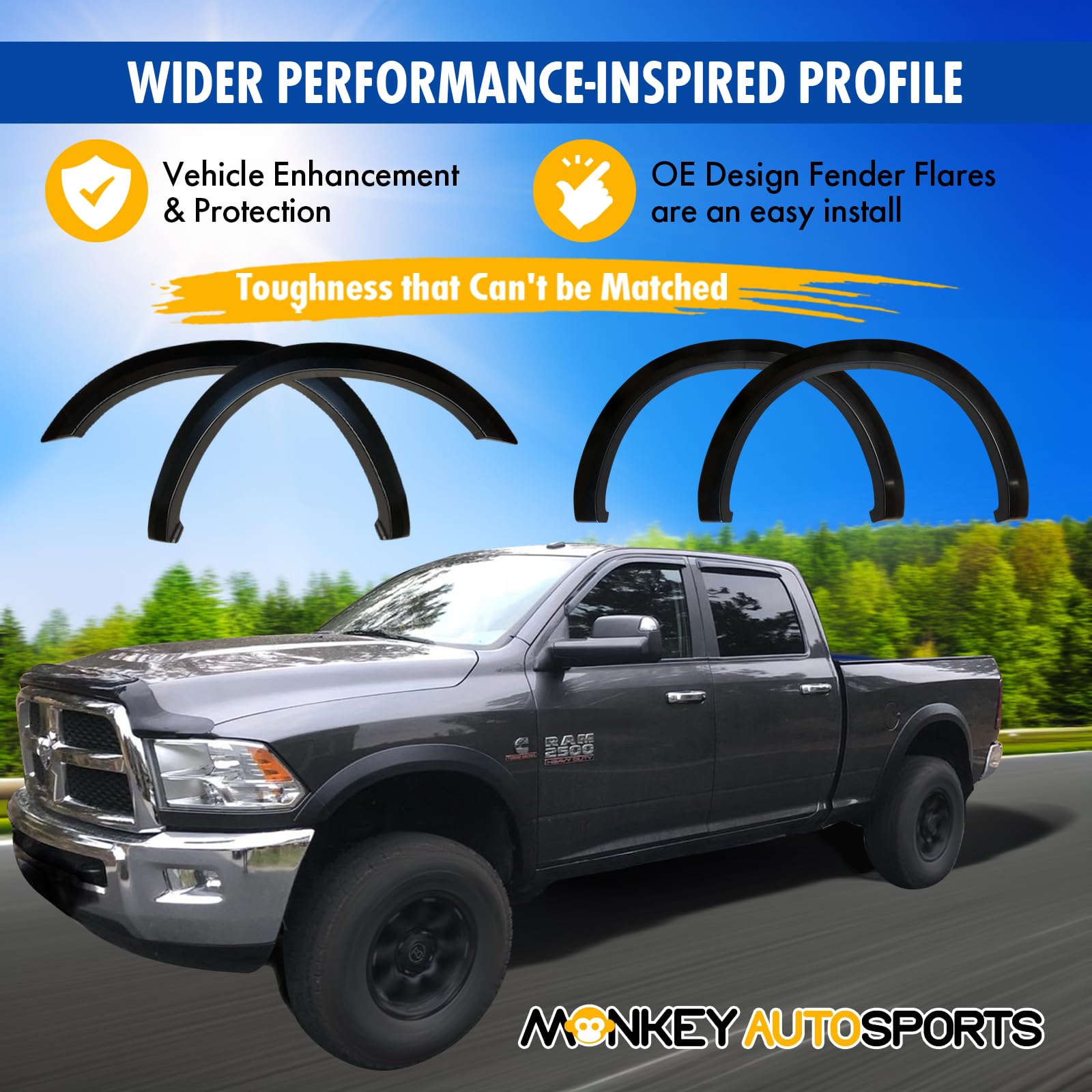 Dodge Ram 2500/3500 Factory/OE Design Fender Flares. 2010-2018 Models. Set of 4