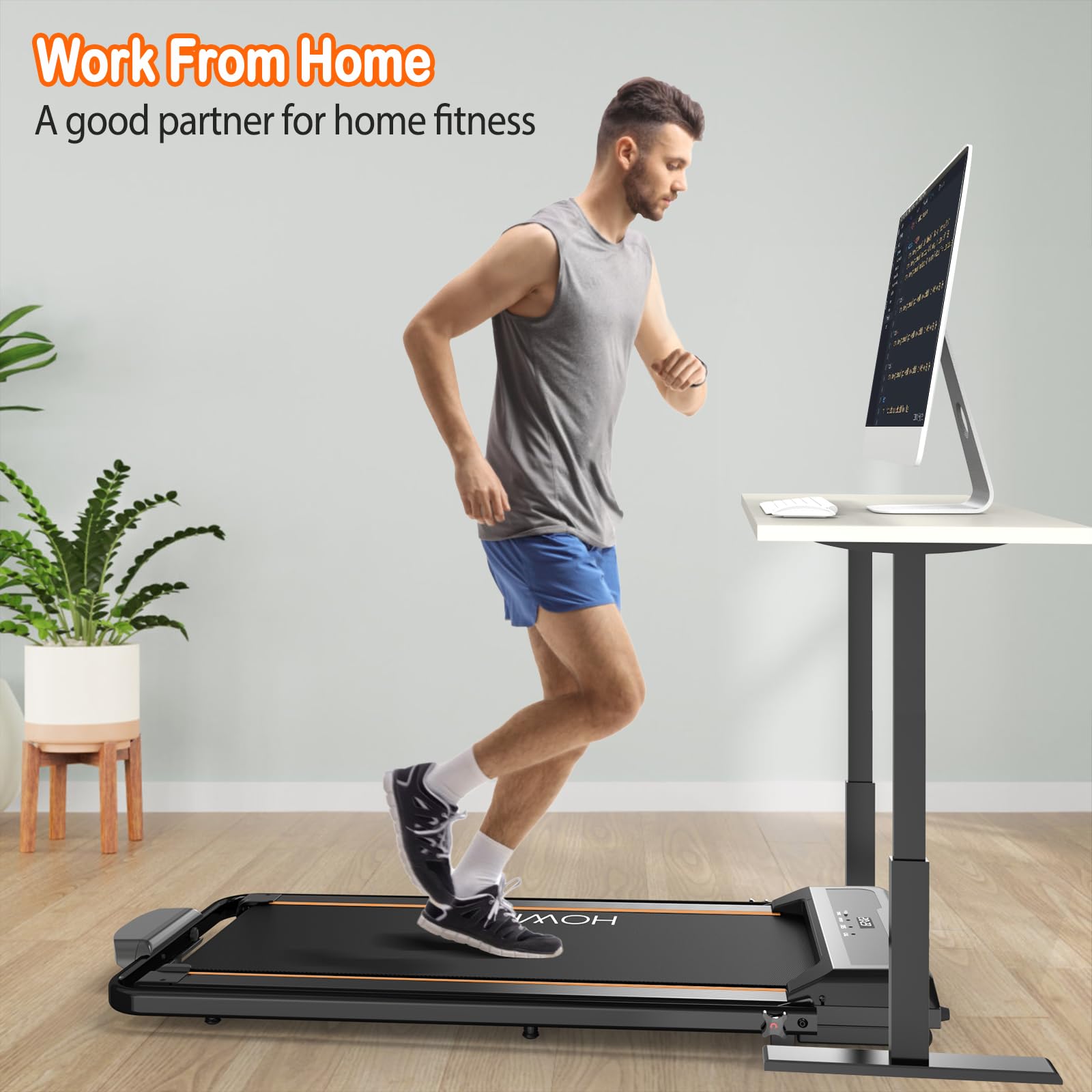 HOWHAI Treadmill, Walking Pad, Treadmills for Home Foldable with Handle Bar, 6.2 MPH Running Treadmill with Remote Control and LED Display, Running Machine for Home Office Use (300lbs Capacity)