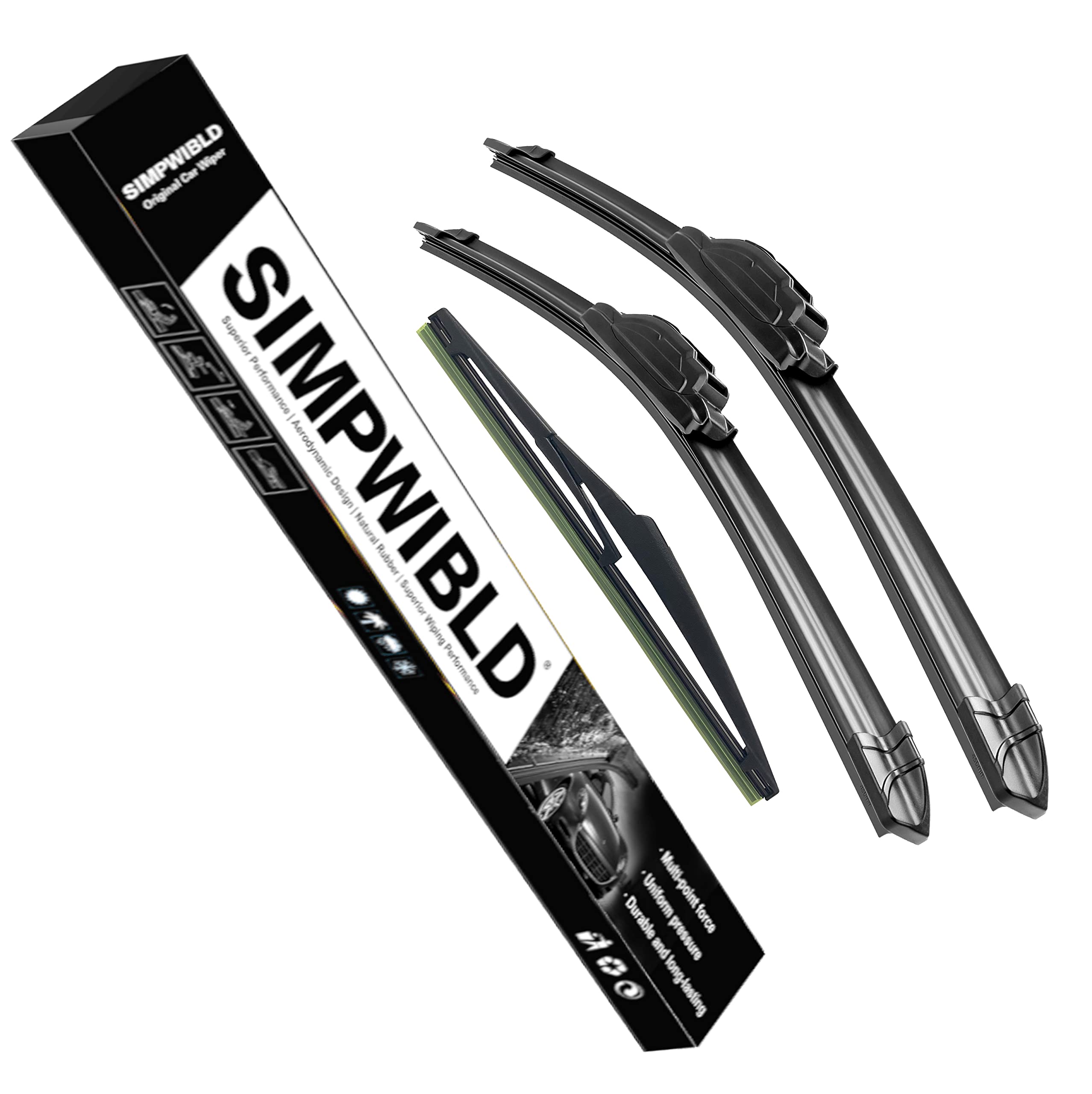 SIMPWIBLD 3 wipers Replacement for 2009-2022 Honda Fit Windshield Wiper Blades Original Equipment Replacement 28"+14"+14" (Set of 3) U/J HOOK
