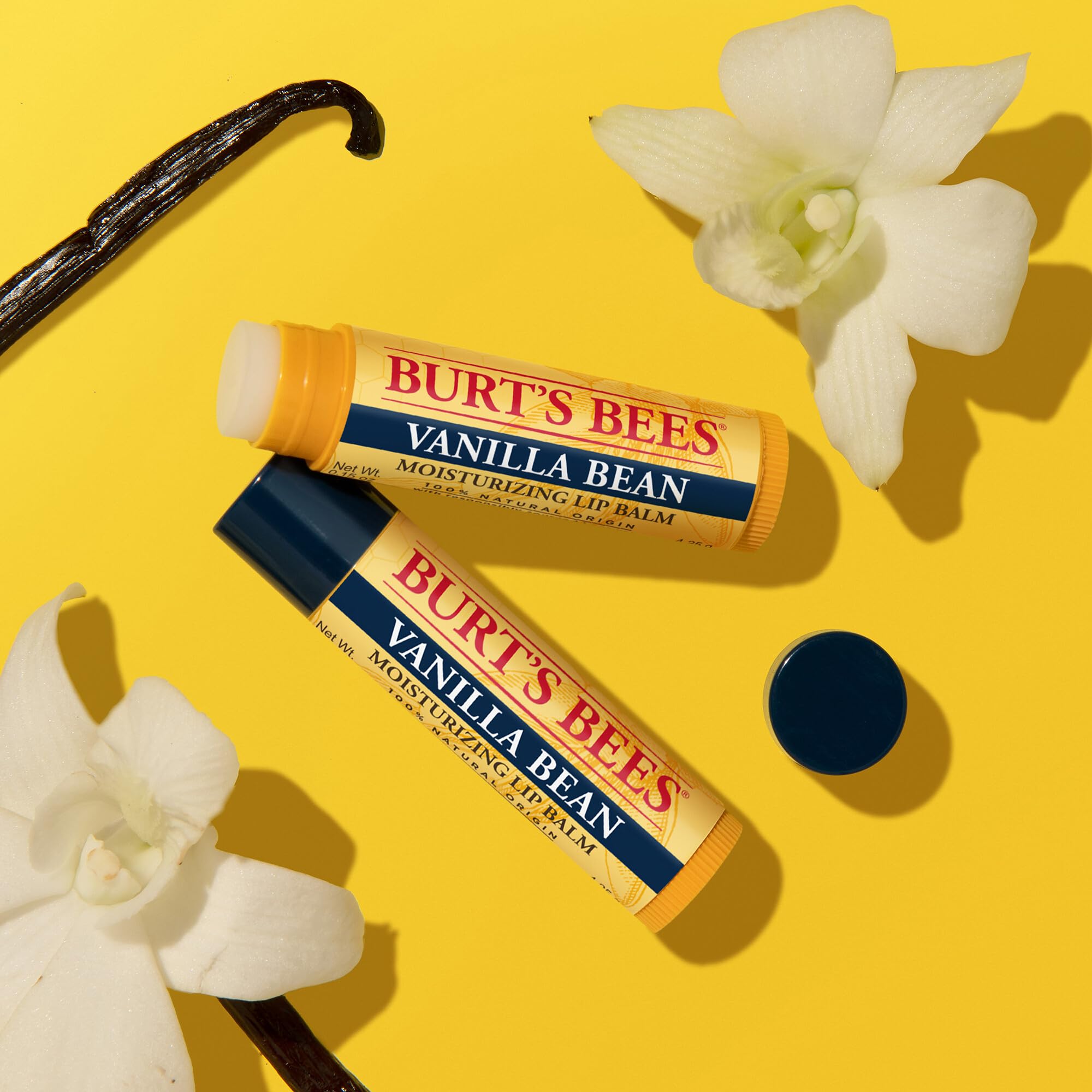 Burt's Bees 100% Natural Moisturizing Lip Balm, Vanilla Bean - 4 Tubes