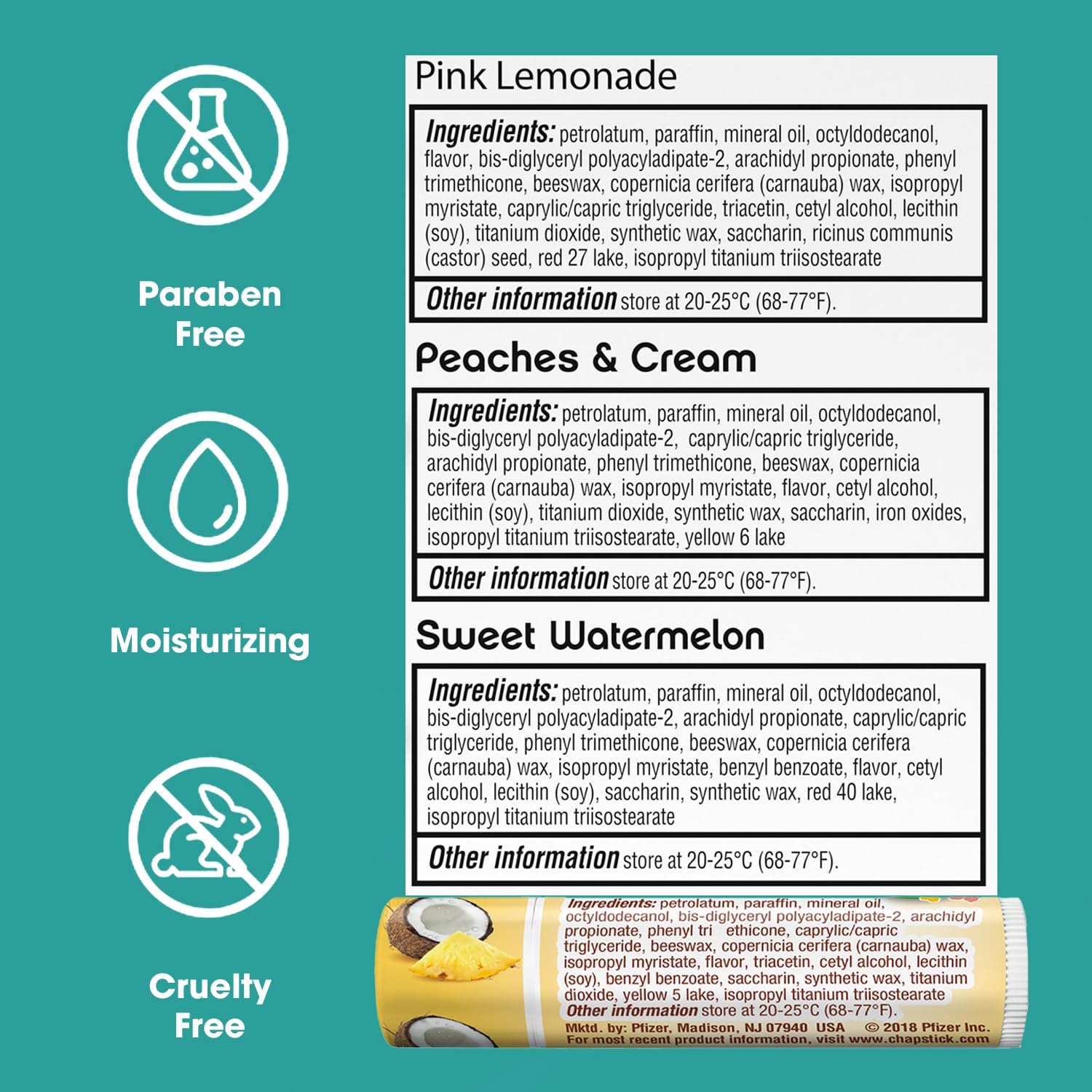 ChapStick Lip Care Bundle - I Love Summer Collection + Aloha Coconut Lip Balm, 0.15 Oz Ea (5 Piece Set)