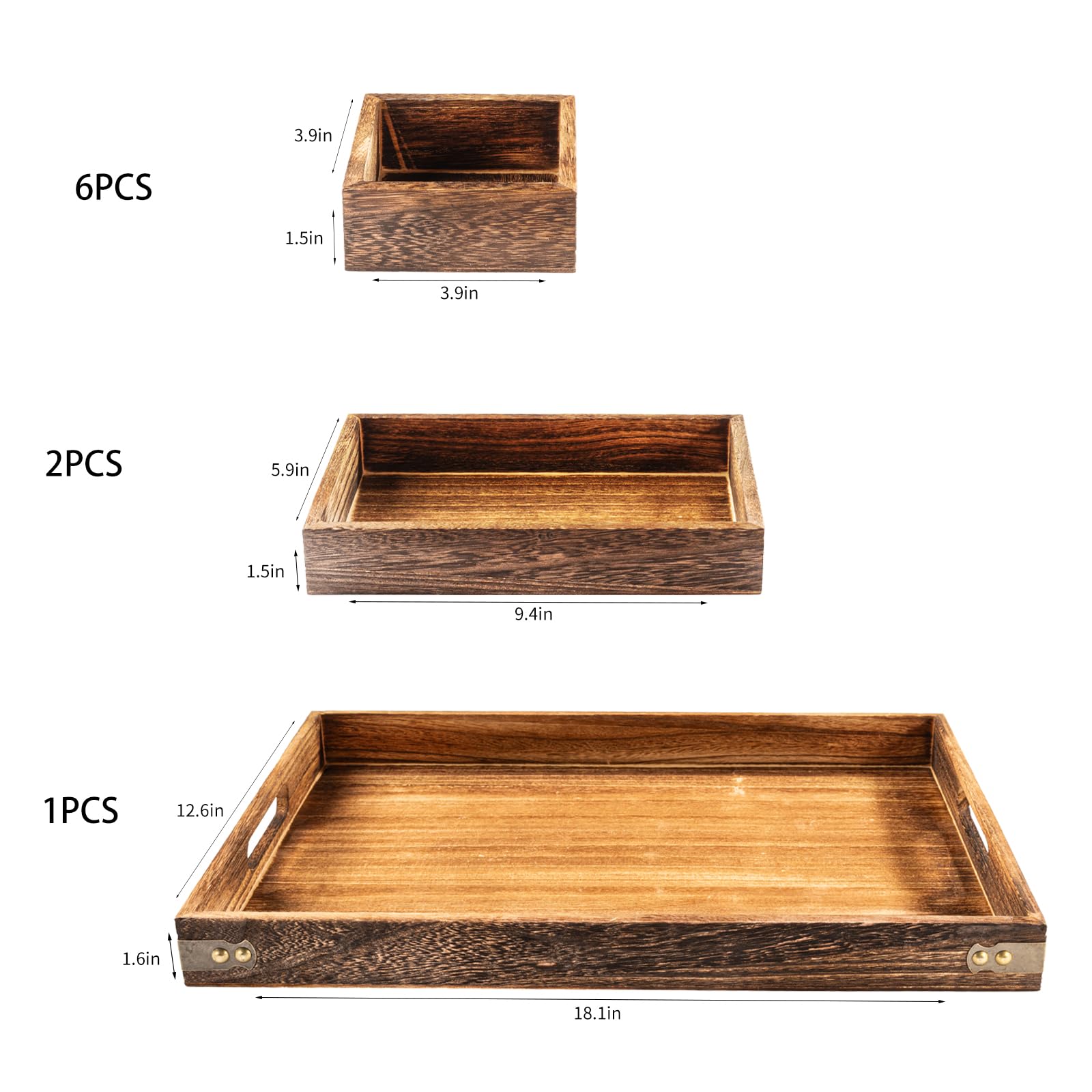 BSTNASI Wooden Serving Tray with Handle, Ottoman Tray for Living Room, Coffee Table Tray, Charcuterie Boards Large