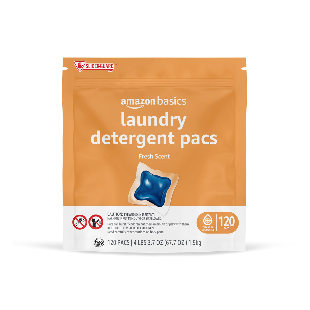 Amazon Basics Laundry Detergent Pacs, Fresh Scent, 120 count (Previously Solimo)