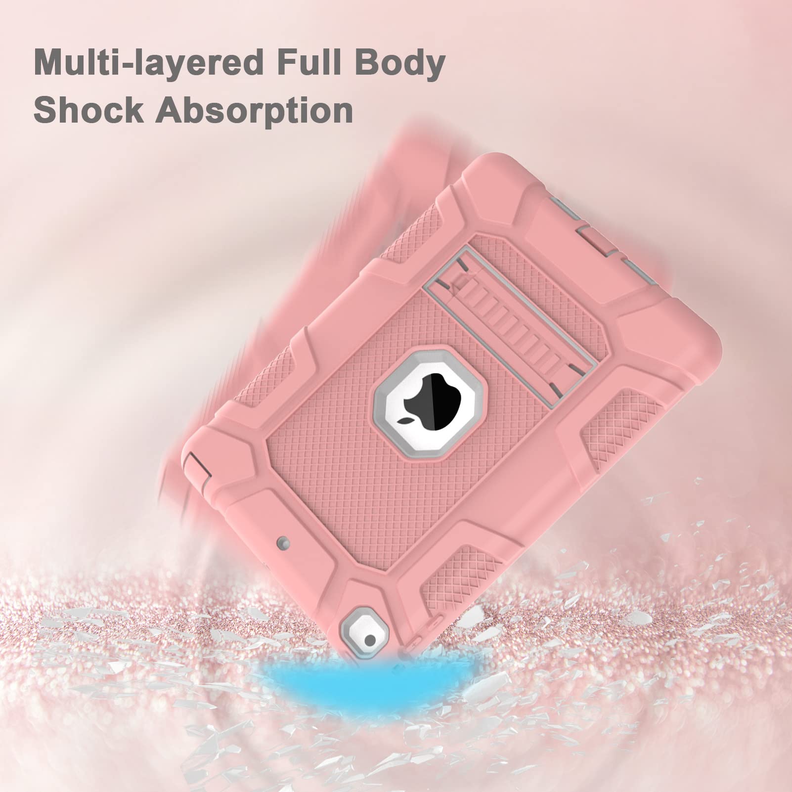 Rantice iPad 6th Generation Cases, iPad 5th Generation Case, iPad Air 2 Case, iPad 9.7 Case, Shockproof Rugged Drop Protection Cover Built with Kickstand for iPad 9.7'' A1893/A1954/A1822/A1823