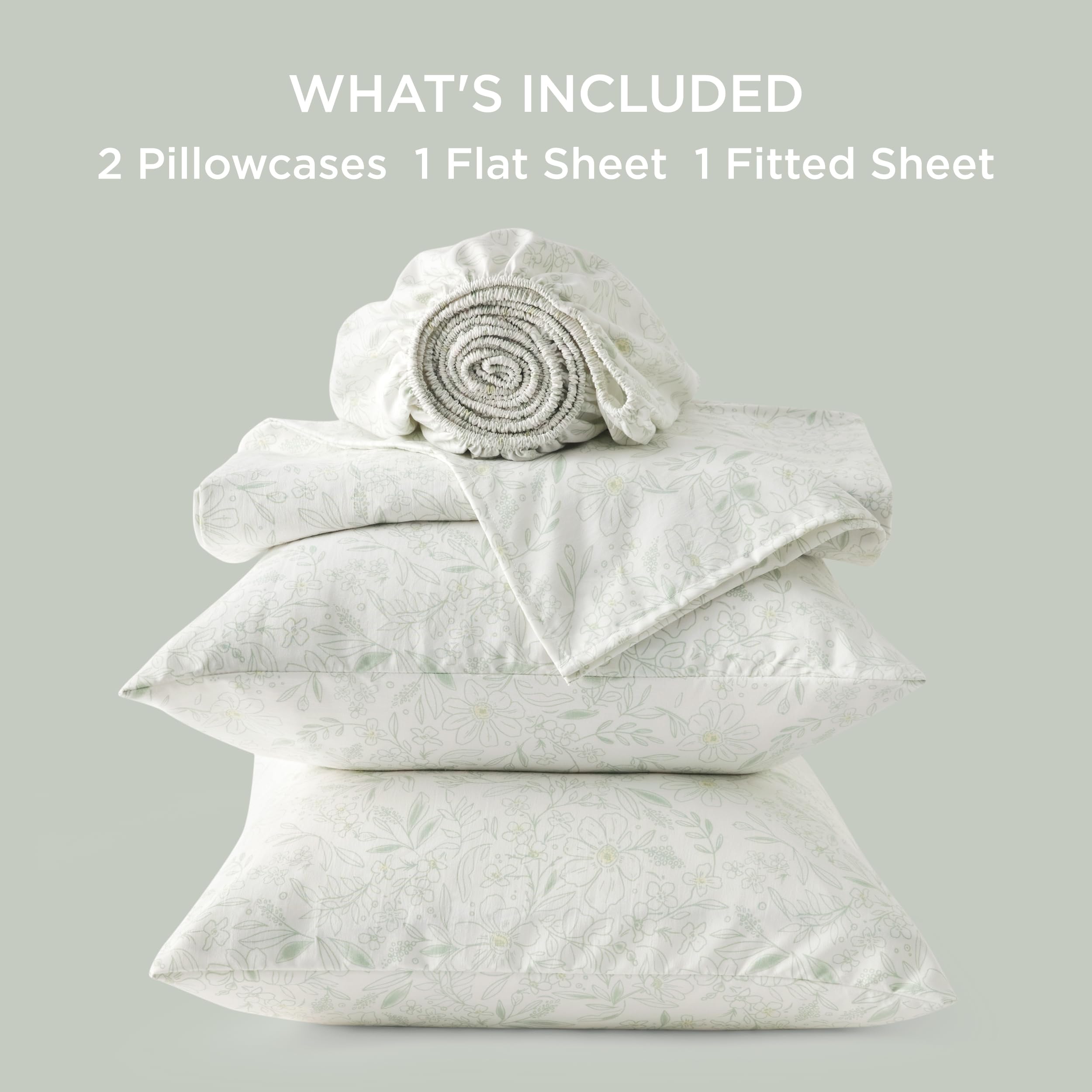 Bedsure Floral Queen Size Sheets - Extra Soft Comfy Flowers Printed Bed Sheets Set, Smooth Breathable Hotel Cute Bedding Sheets, Easy Care Bed Set