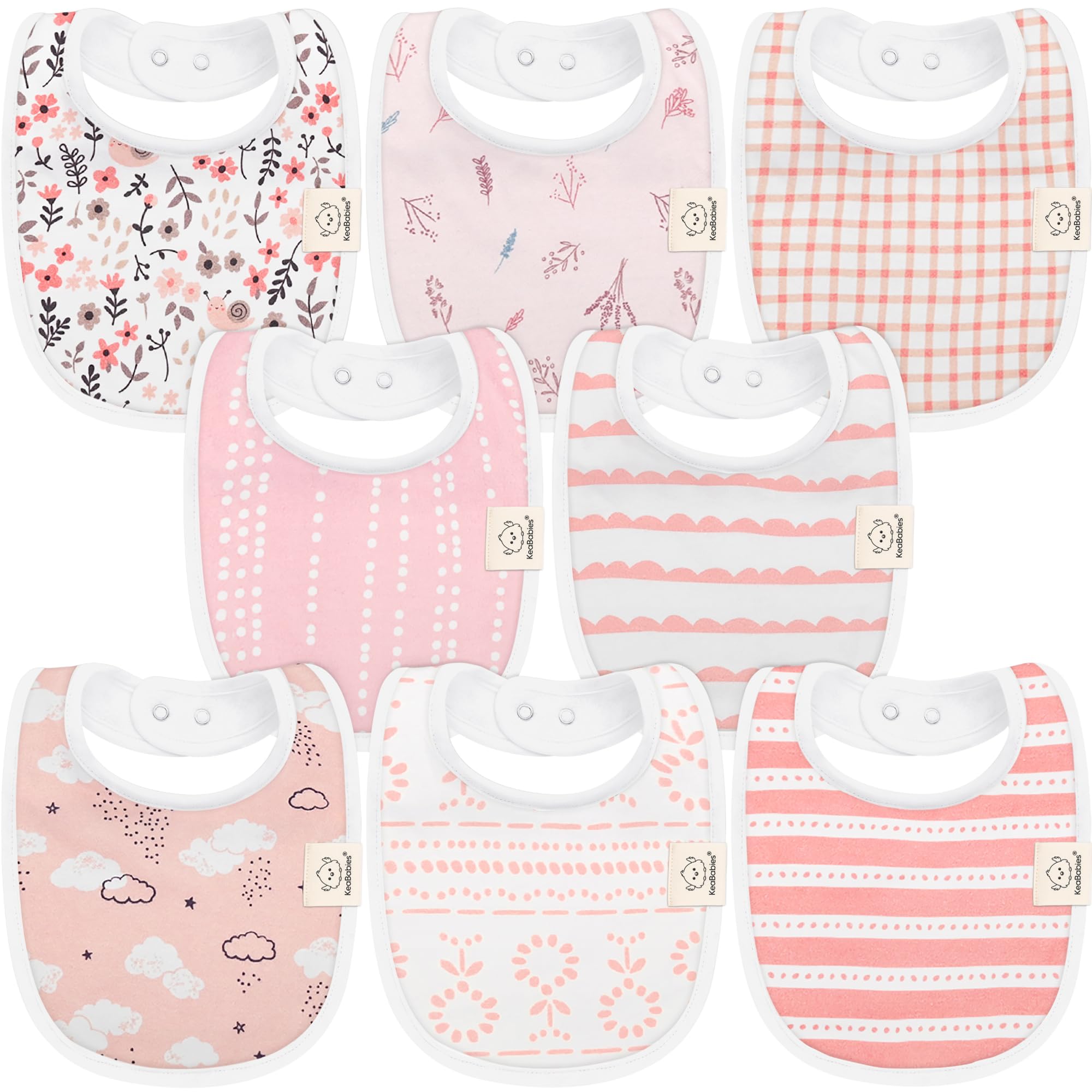 8-Pack Organic Baby Bibs for Girls & Boys - Teething Baby Bib, Baby Boy Bibs, Baby Girl Bibs, Newborn Bibs, Baby Drool Bibs for Infant, Toddler, Bibs for Baby Boy, Bibs for Baby Girl (Sweet Charm)