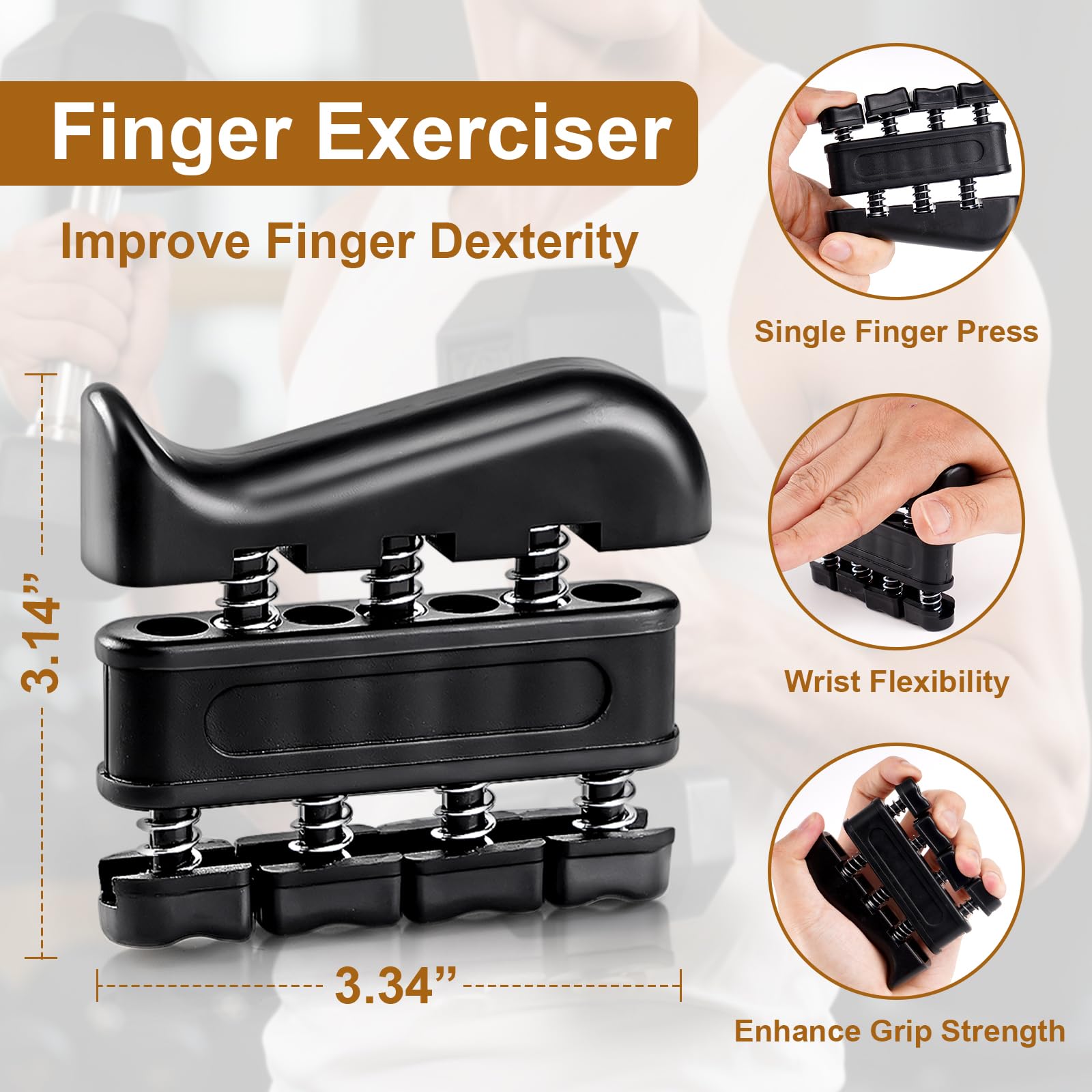 BLEUM CADE Grip Strength Trainer, 5 Pack Hand Strengthening Devices Kit with Adjustable Resistance Levels, Forearm Strengthener for Home Gym, Physical Therapy, Home Workout, Black