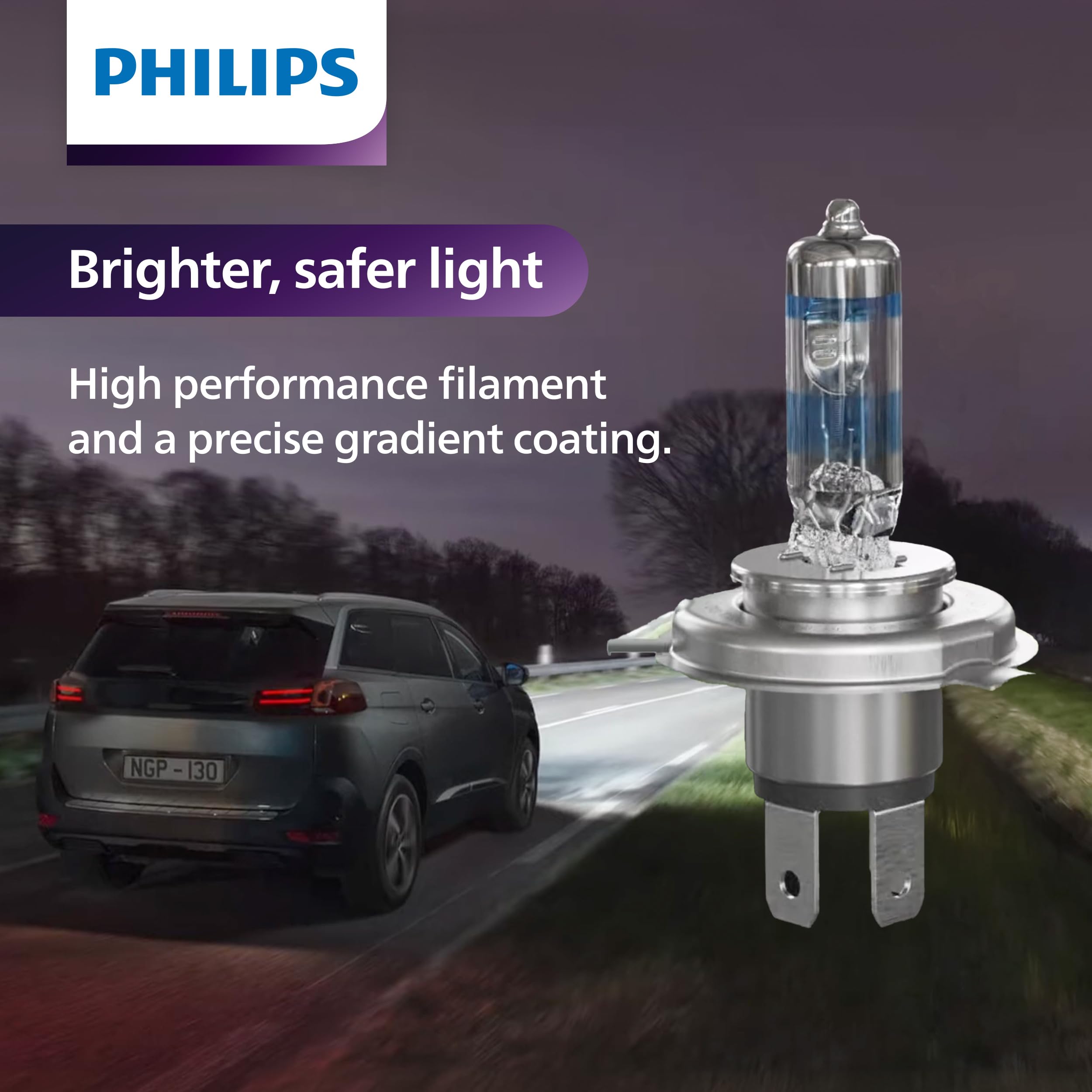 Philips Automotive Lighting H7 NightGuide Platinum Premium Upgrade Automotive Replacement Headlight Bulb, Fits Select High Beam, Low Beam, and Fog Positions (Pack of 2)