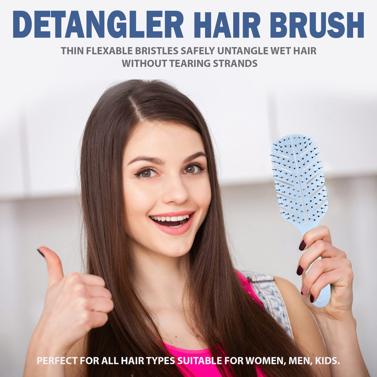 Detangler Brush by Fiora Naturals - 100% Bio-Friendly Detangling brush w/Ultra-Soft Bristles - Glide Through Tangles with Ease - For Curly, Straight, Black Natural, Women, Men, Kids - Dry and Wet Hair