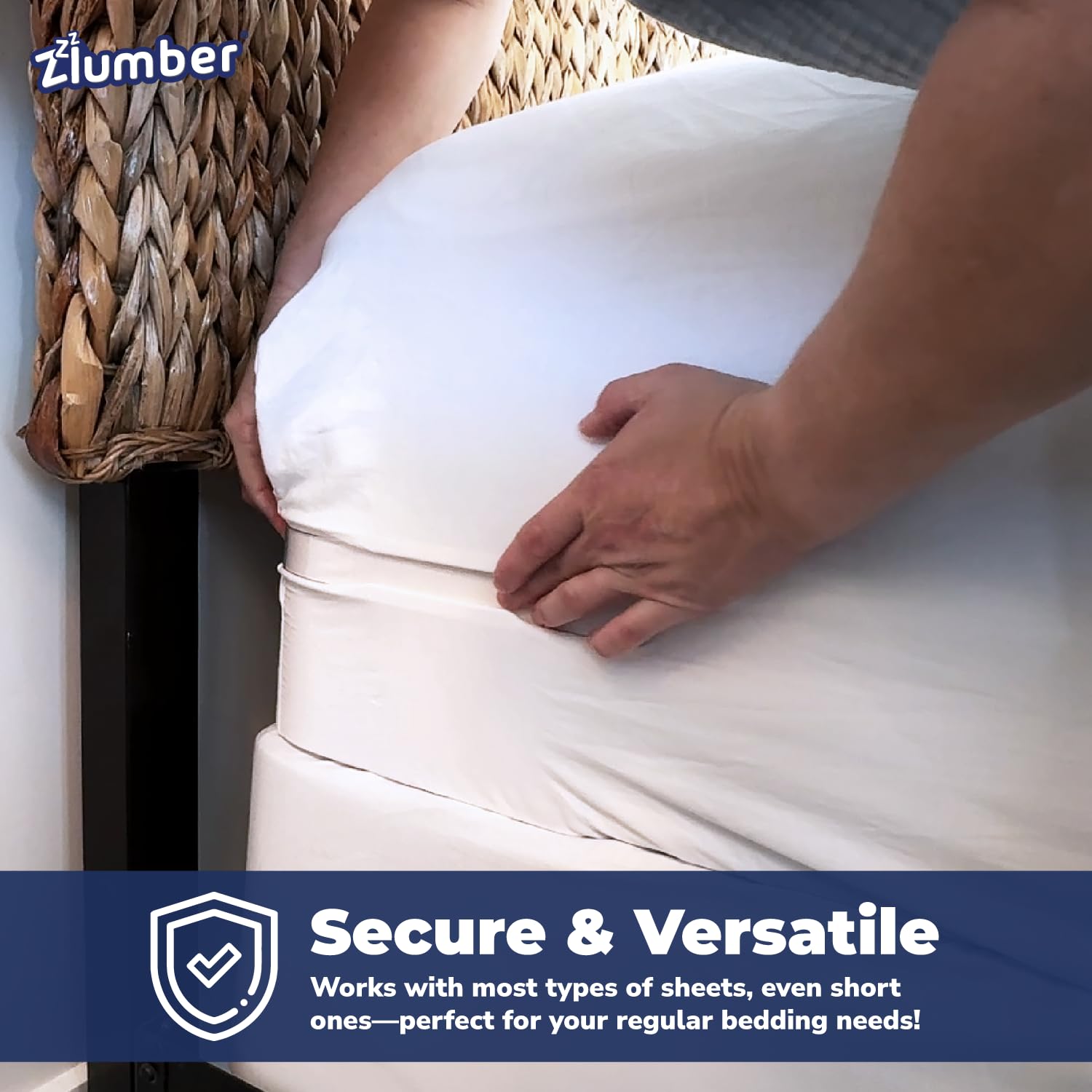 ZlumberLock Sheet Holders Keep Sheets Firm & Tight - Ultimate Bed Sheet Holder Straps with Bedsheet Clips/Straps No More Loose Sheets, Fits, Easy One-Time Installation (Zlumber Lock)