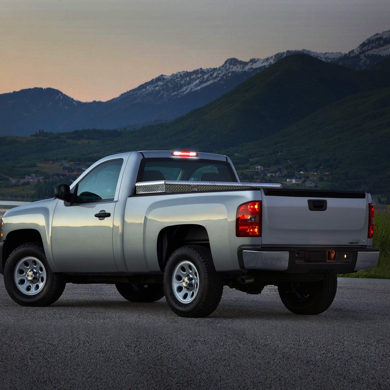 Partsam High Mount Stop Light Led Third 3rd Brake Light Replacement for Silverado and Sierra 1500 2500 HD 3500 HD 2007 to 2013 Rear Cab Roof Center Mount Stop Brake Tail Light Cargo Lamp (Red Lens)