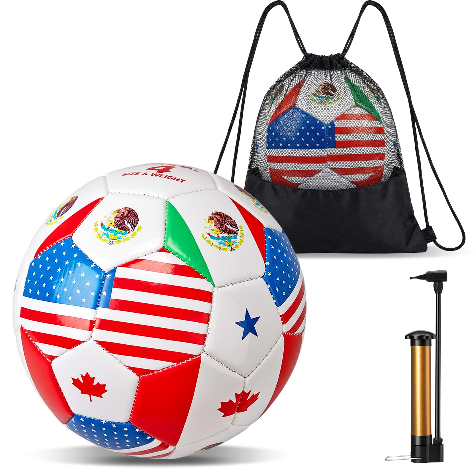 Leitee 2 Pack Size 4 World Flag Soccer Ball 2026 Country Flag Training Soccer Ball with Pump Needles and Storage Bag for Adult Team Practice Club Events Sports Party Gifts