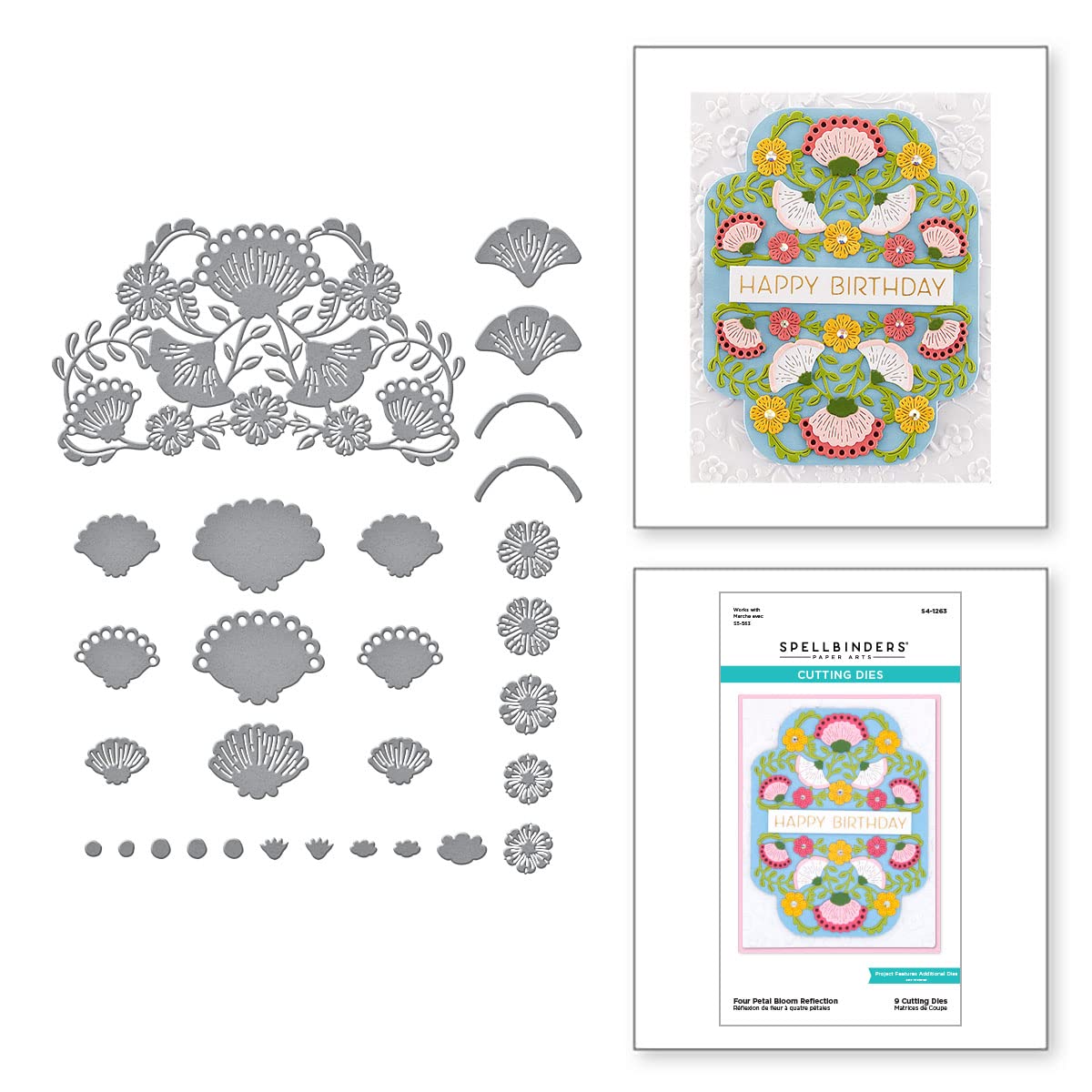 Spellbinders Four Petal Bloom Reflection Etched Dies, Metal