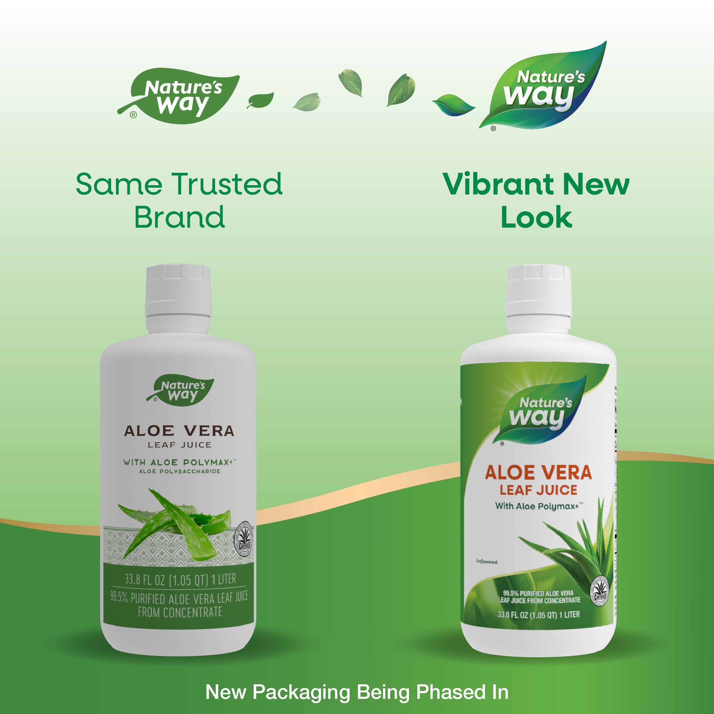Nature's Way Aloe Vera Leaf Juice with Aloe Polymax+, 99.5% Purified Aloe Vera Leaf Juice from Concentrate, Unflavored, 33.8 Fl. Oz (Packaging May Vary)