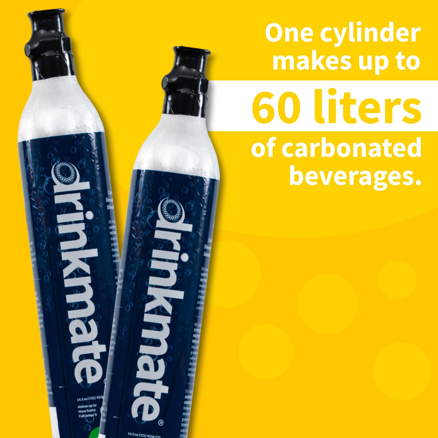 Drinkmate Threaded 60L CO2 Exchange Cabonation Cylinders, Compatible w/SodaStream (Screw-In), Aarke, Ninja Thirsti, 14.5 Oz, Cartridge Gas Canister Refill (Set of 2)