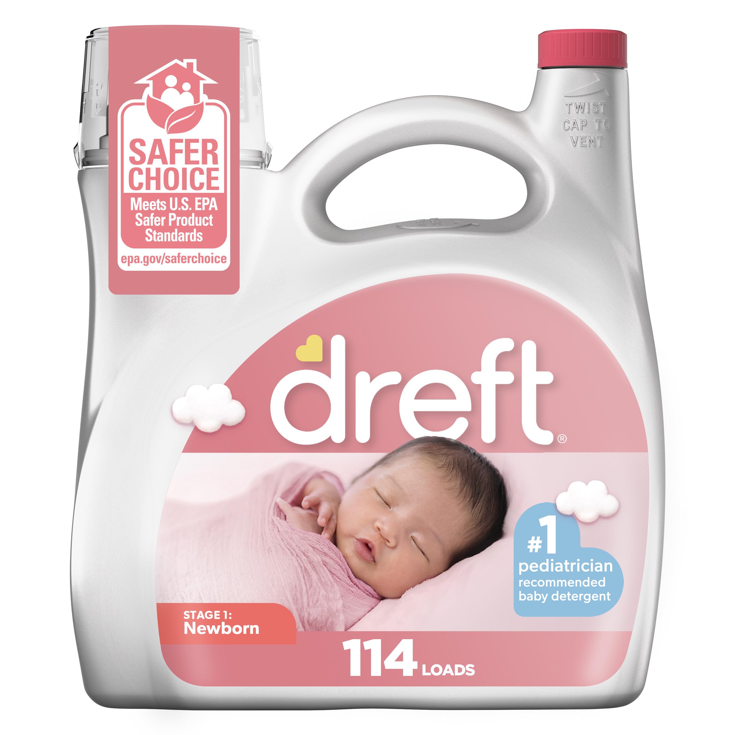 Dreft Stage 1: Newborn Baby Liquid Laundry Detergent 114 loads 165 fl oz