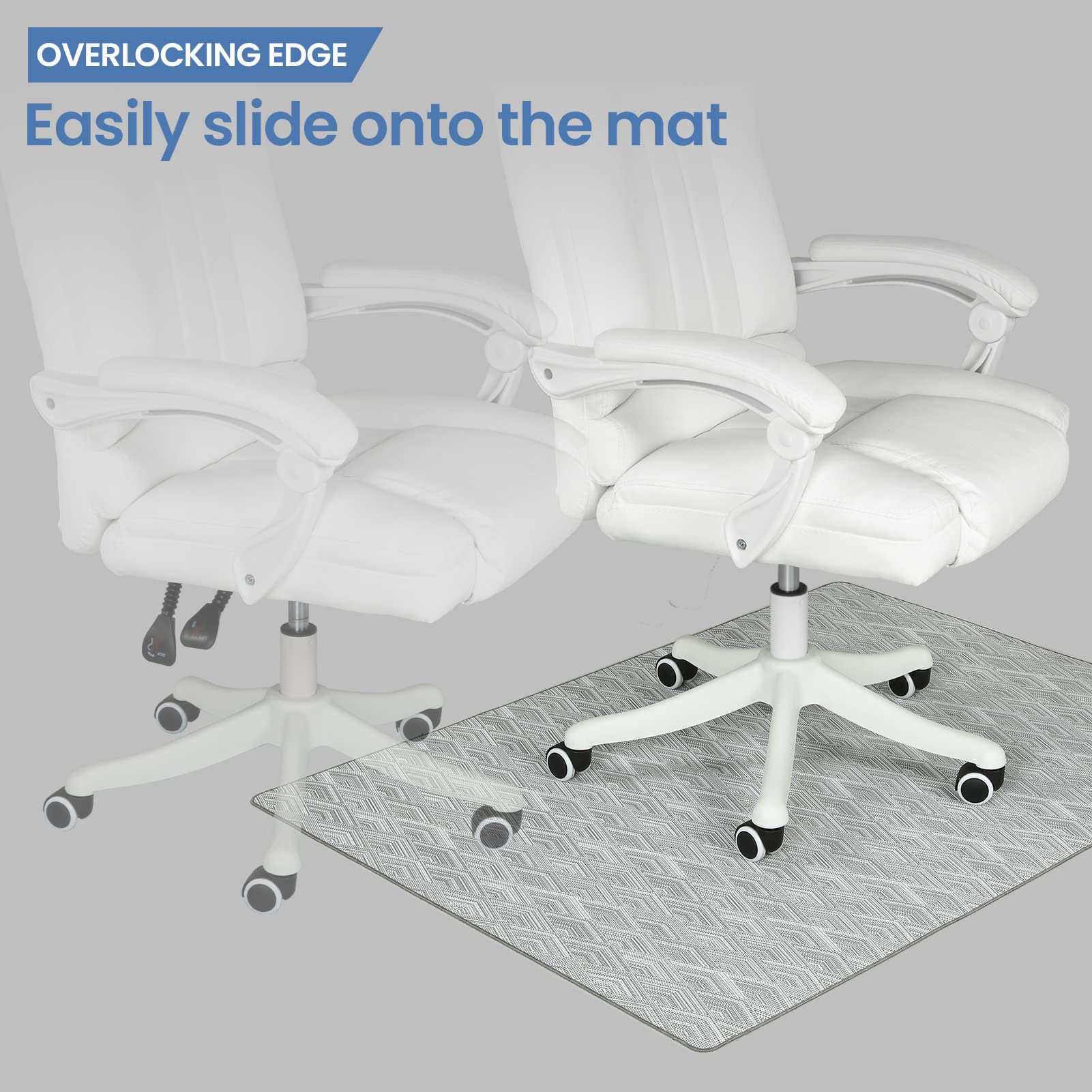 RccugmatS Chair Mat for Hardwood & Tile Floor, 36" x 48" Heavy Duty Office Chair Mat for Rolling Chairs, Anti Slip, Computer Desk Chair mat, Floor Protector for Home Office, White & Grey
