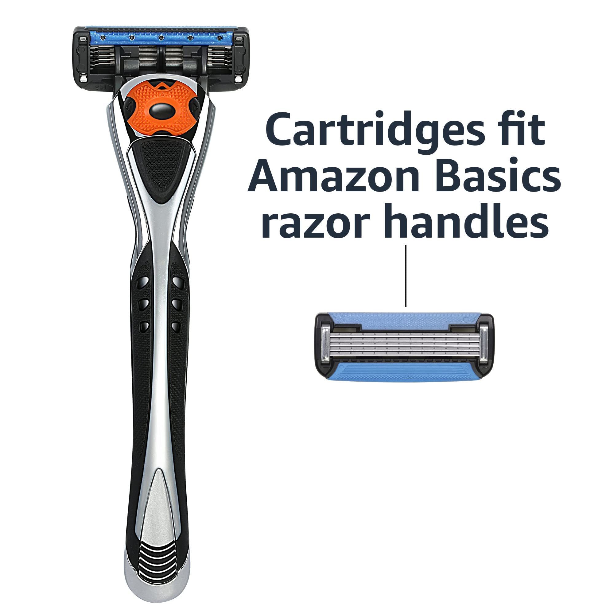 Amazon Basics 5-Blade Razor Refills for Men with Dual Lubrication and Precision Beard Trimmer, 12 Cartridges (Fits Amazon Basics Razor Handles only)
