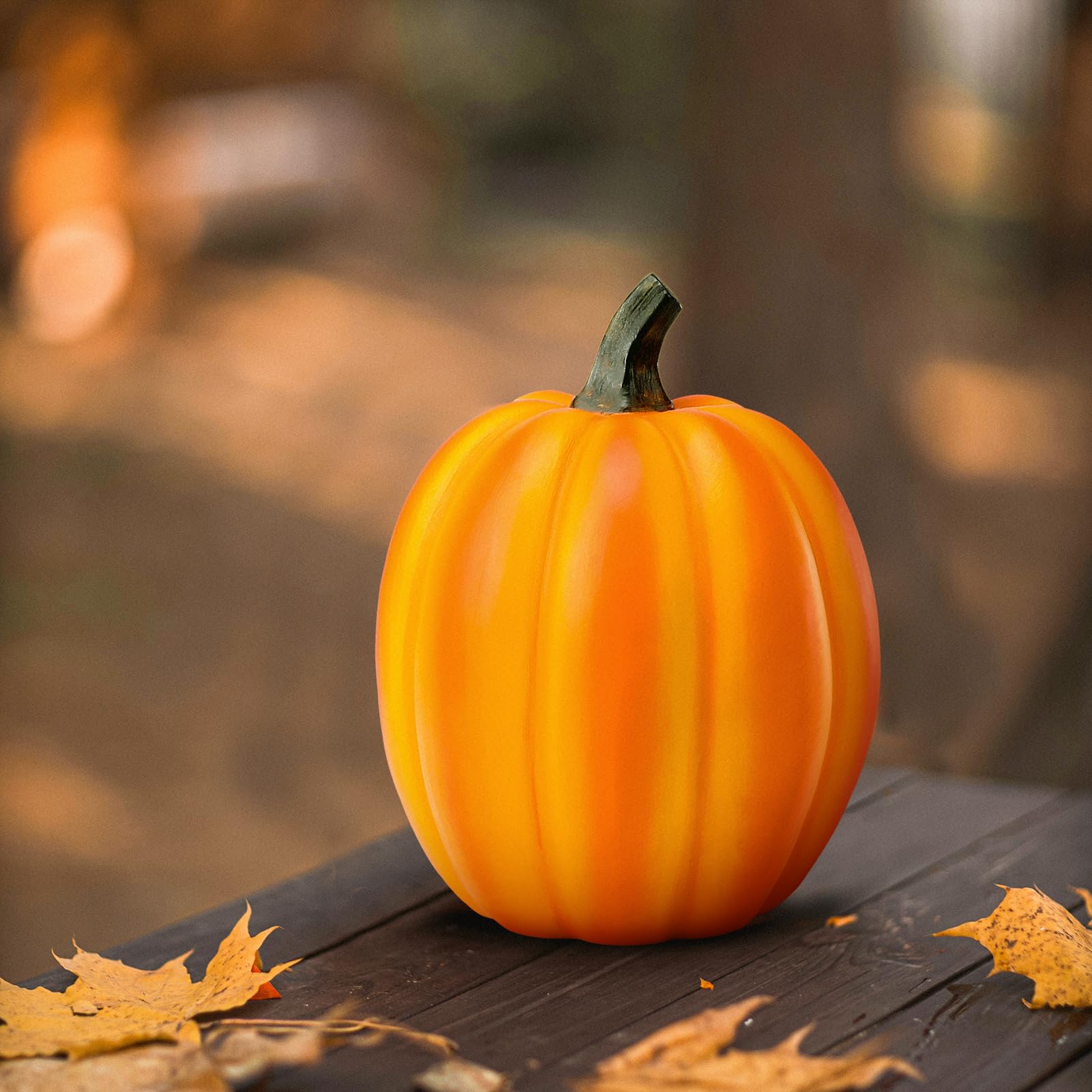 WONDHOME Solar Pumpkin Garden Statues Halloween Pumpkin Decorations Outdoor Pumpkin Lights Fall Decorations for Porch Terrace Yard Lawn Patio,Orange Pumpkin
