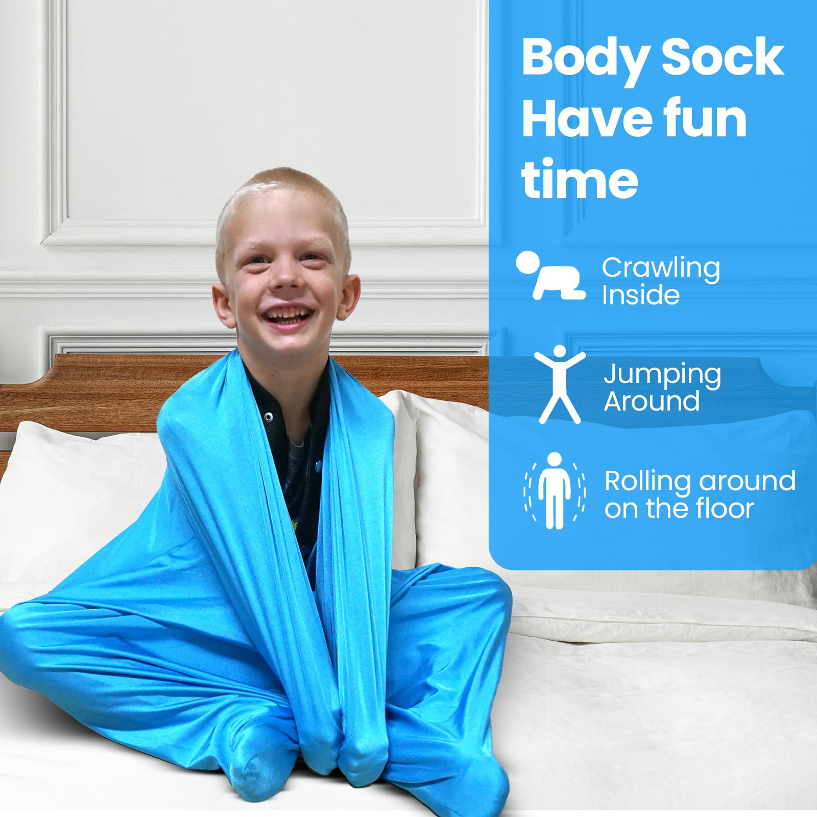 Sensory Body Sock XL for Kids Adults โ Blue Compression Sack for Focus, Movement, Calm & Coordination โ Stretchy Autism Suit โ X-Large