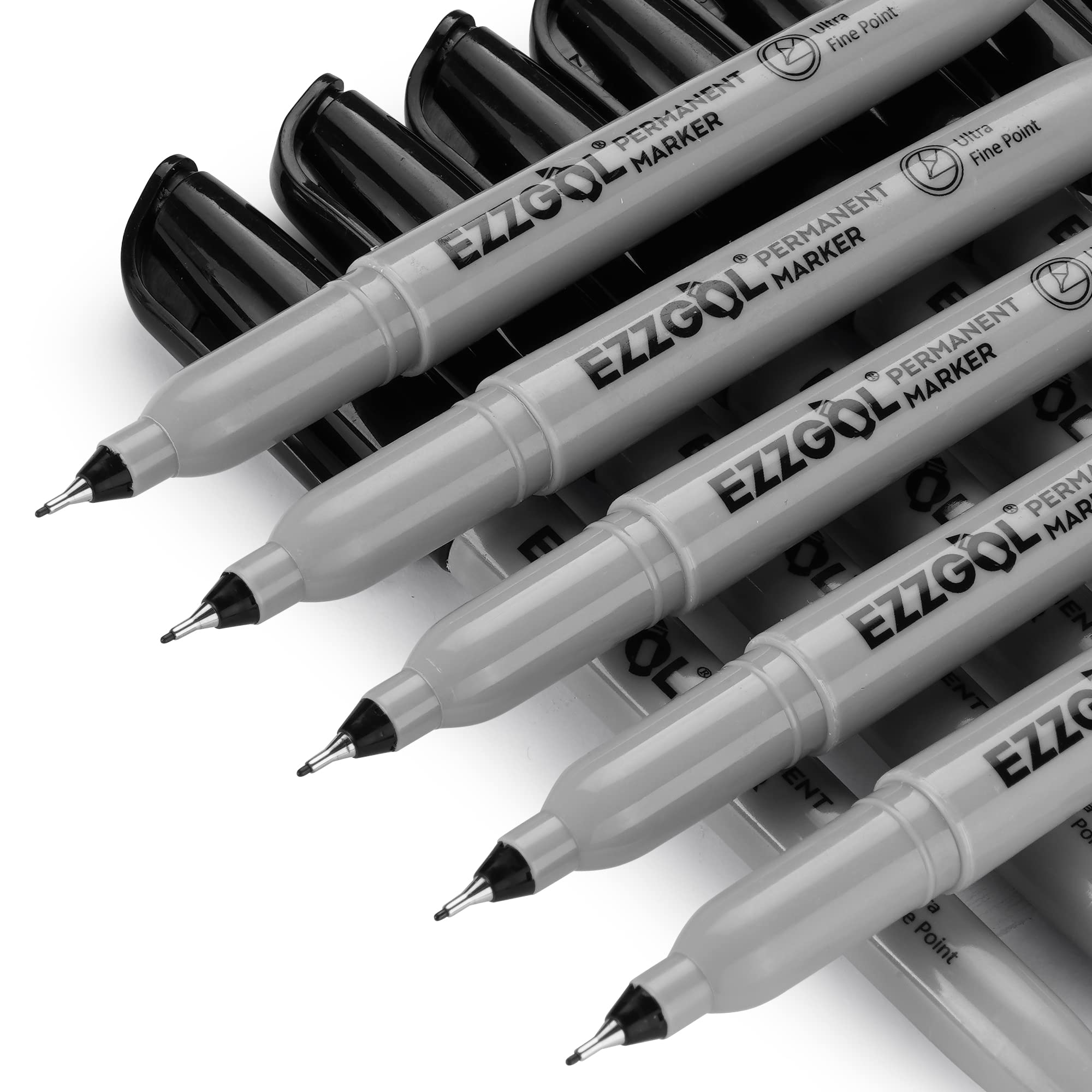 Ezzgol Ultra Fine Permanent Marker, 36 Pack Ultra Fine Point Black Permanent Marker set, Works on Plastic, Wood, Stone, Metal and Glass for Doodling, Marking