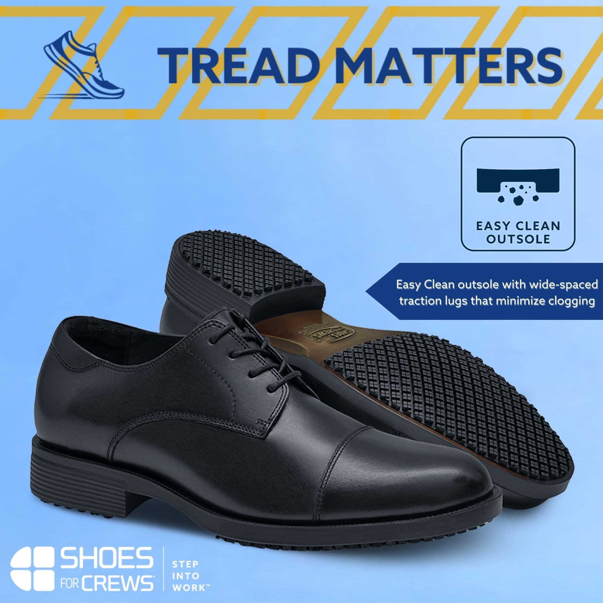 Shoes for Crews Senator, Men's Soft Toe Uniform Dress and Work Shoes, Slip Resistant, Water Resistant, Black, Size 8 Wide