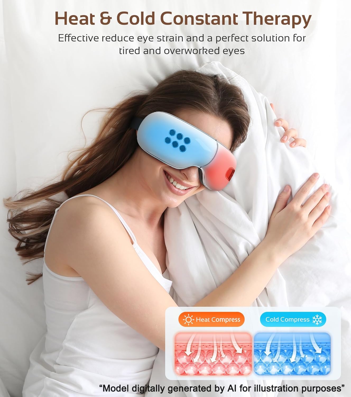 BOQUBOO Eye Massager with Heat and Cooling for Migraine Dry Eyes Relief, Rechargeable Bluetooth Music Migraines Relief Eye Massager Improve Sleeping Gifts for Women Men