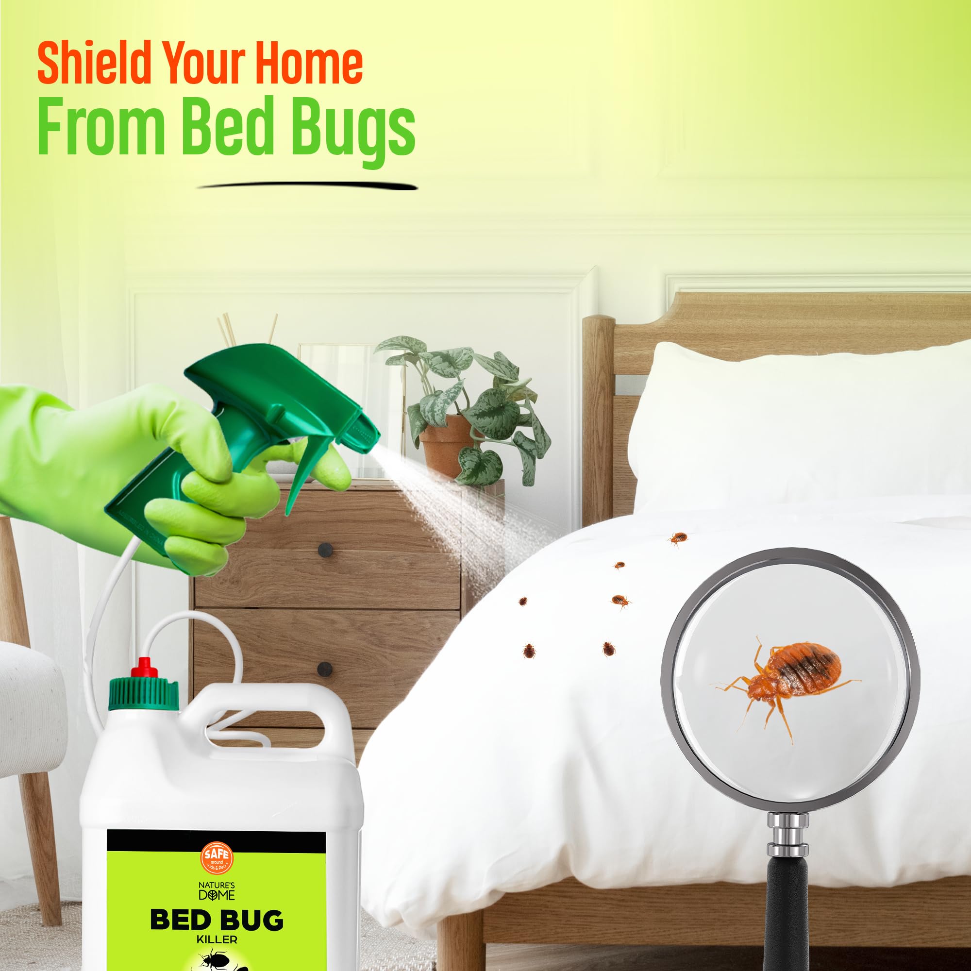 Nature's Dome Bed Bug Spray – 100% Kill Rate, 1 Gallon Natural Bed Bug & Mite Killer, Destroys Eggs, Kills Resistant Strains, Long-Lasting Protection, Safe for Home Use