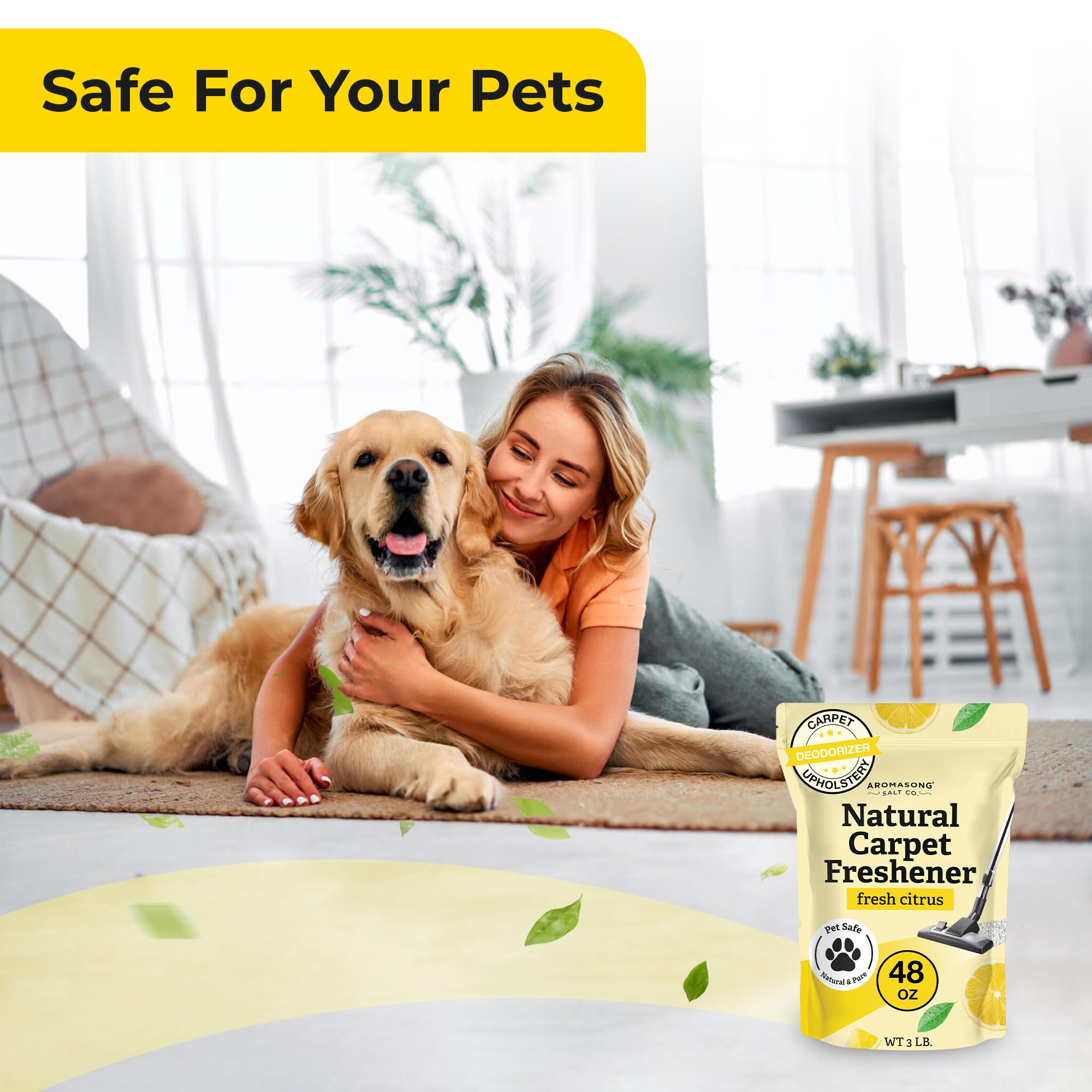 Aromasong Carpet Deodorizer - 100% Natural Carpet Freshener Powder - Safe For Pets - Carpet Powder For Vacuuming - Upholstery Deodorizer - Effective Pet Odor Eliminator For Strong Odor & Pet Urine