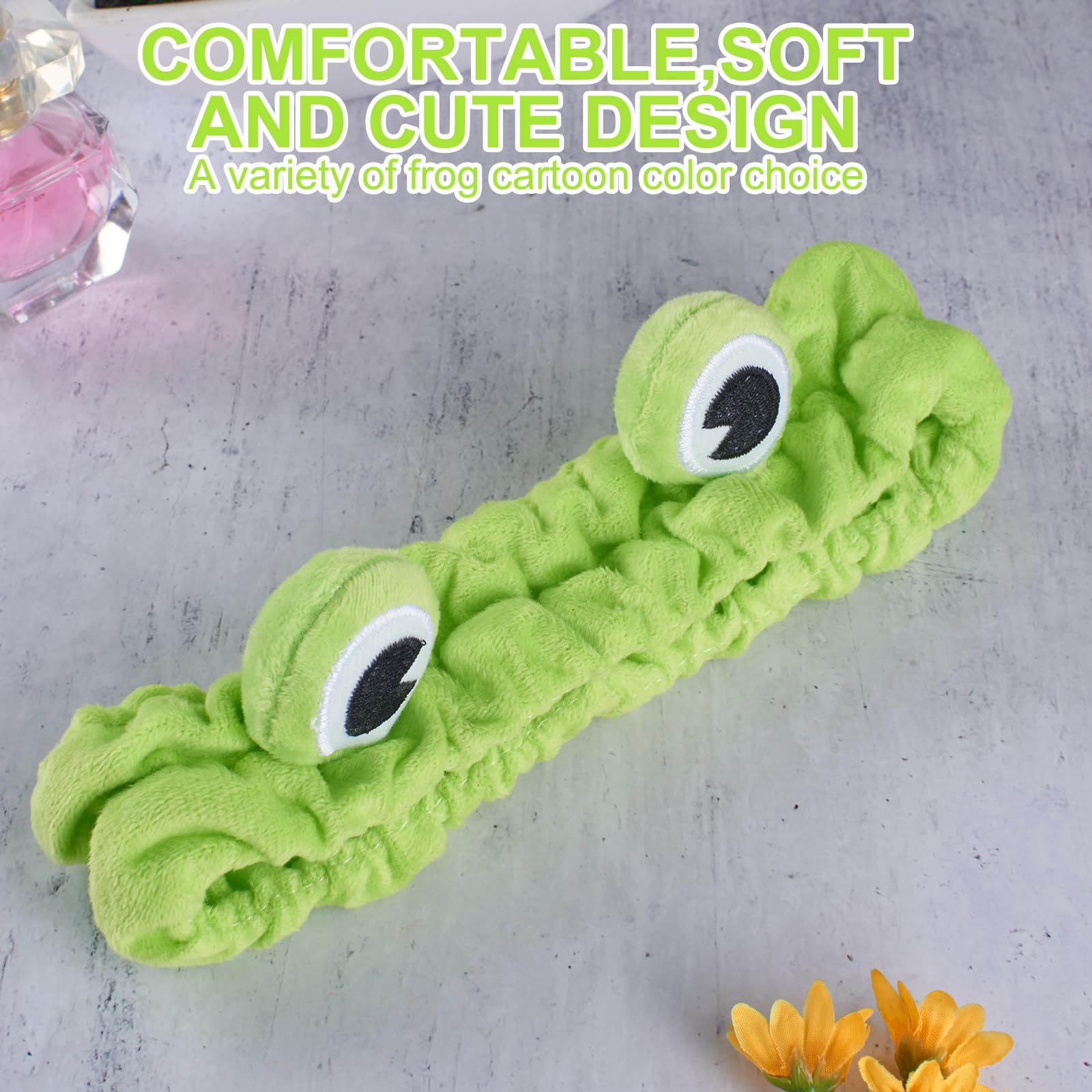 Jowmoy Green Frog Eye Elastic Headband - Versatile for Spa, Skincare, Makeup, Face Wash, Fun Gift for Women (1 Pack)