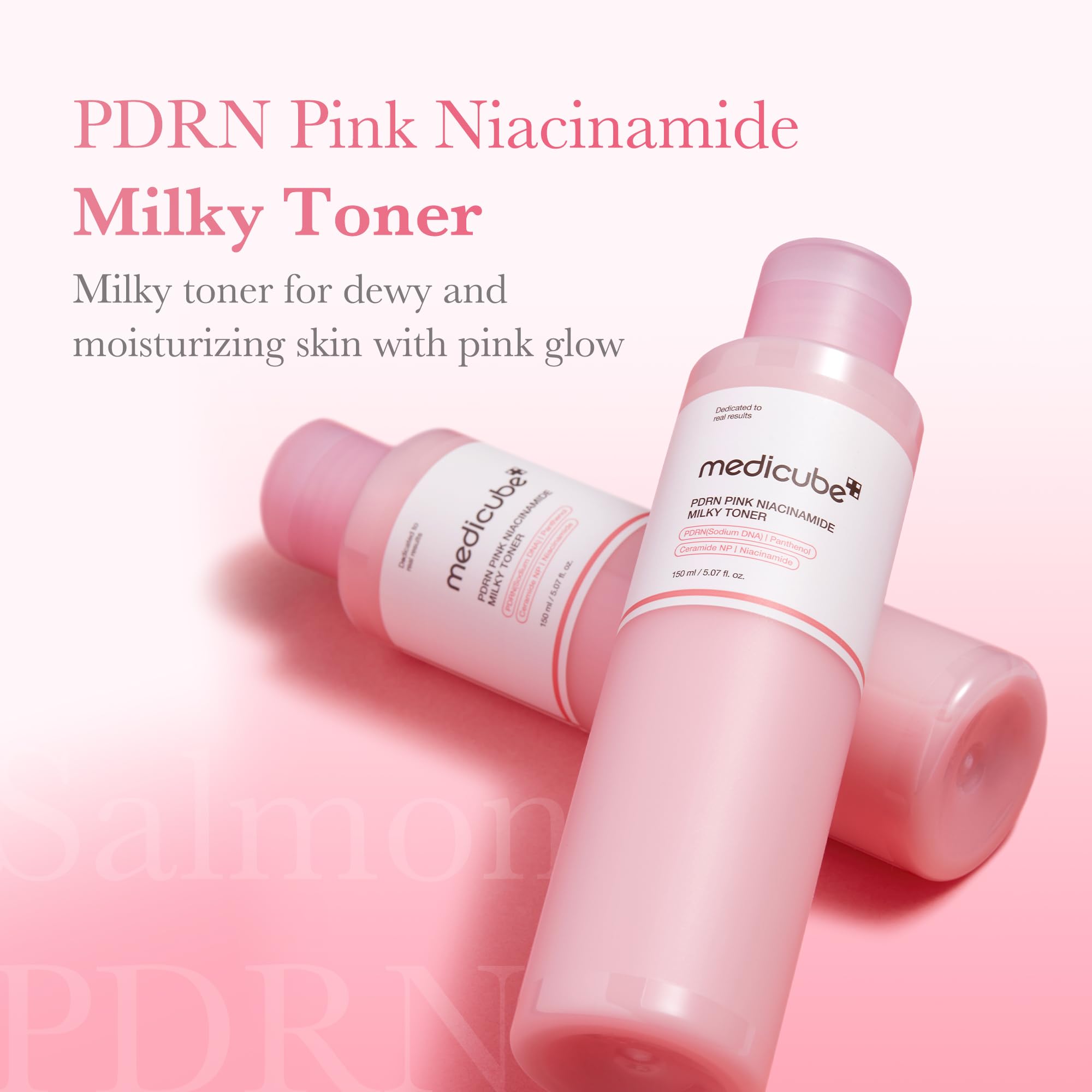 medicube PDRN Pink Niacinamide Milky Toner for Hydrating, Moisturizing, Soothing, Ceramide, Peptide, Glass Glow Skin, Korean Skincare | 150ml 5.07 fl. Oz.
