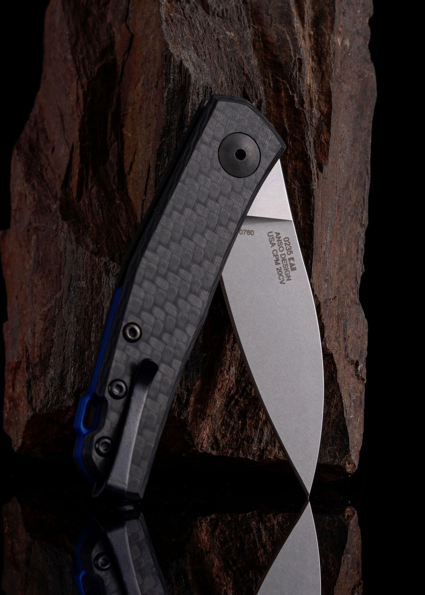 Zero Tolerance 0235, Jens Anso Design with Carbon Fiber Handle, CPM 20CV Spear Point Blade, Pocketclip, Made in USA, Black, 2.6 Inch Blade