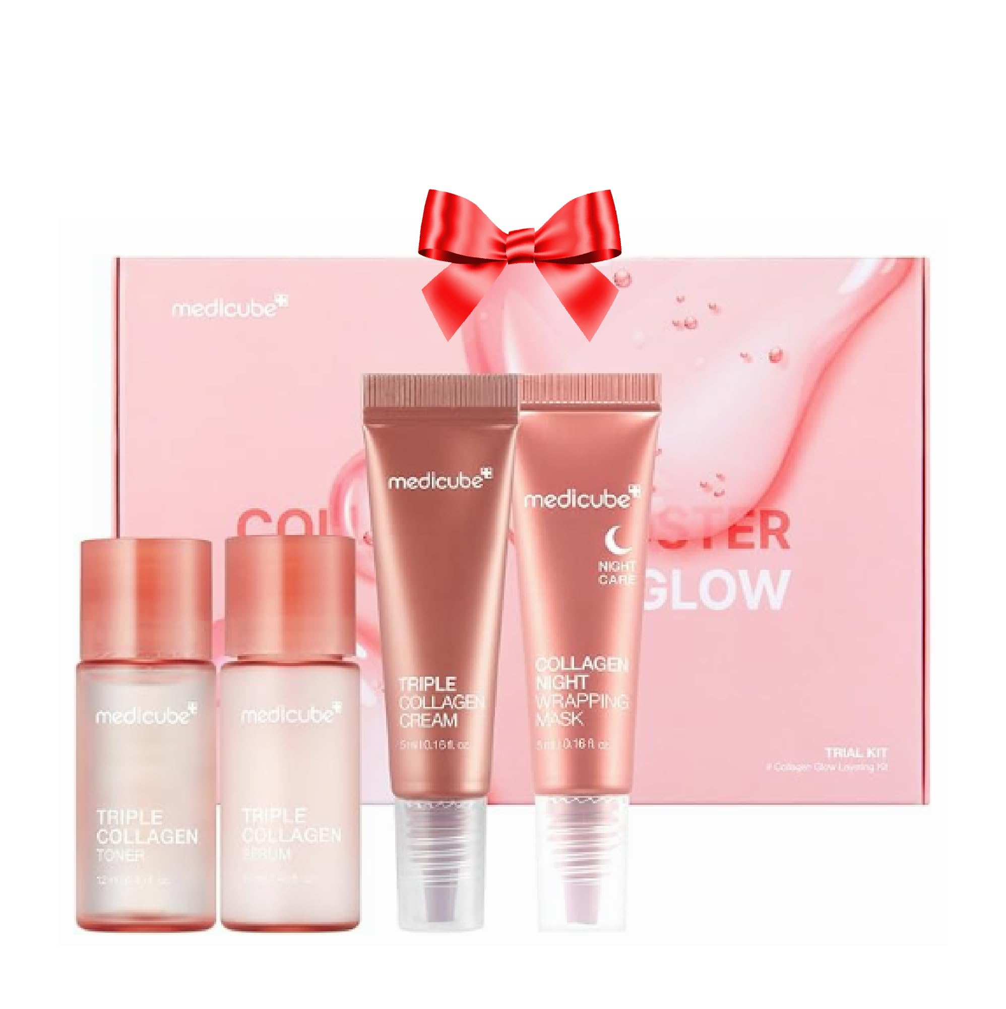 medicube Glass Skin Collagen Trial Kit | Korean Skincare Set and Kit | Gifts for women | 4-Step Skincare Set for glowy skin | Travel Size
