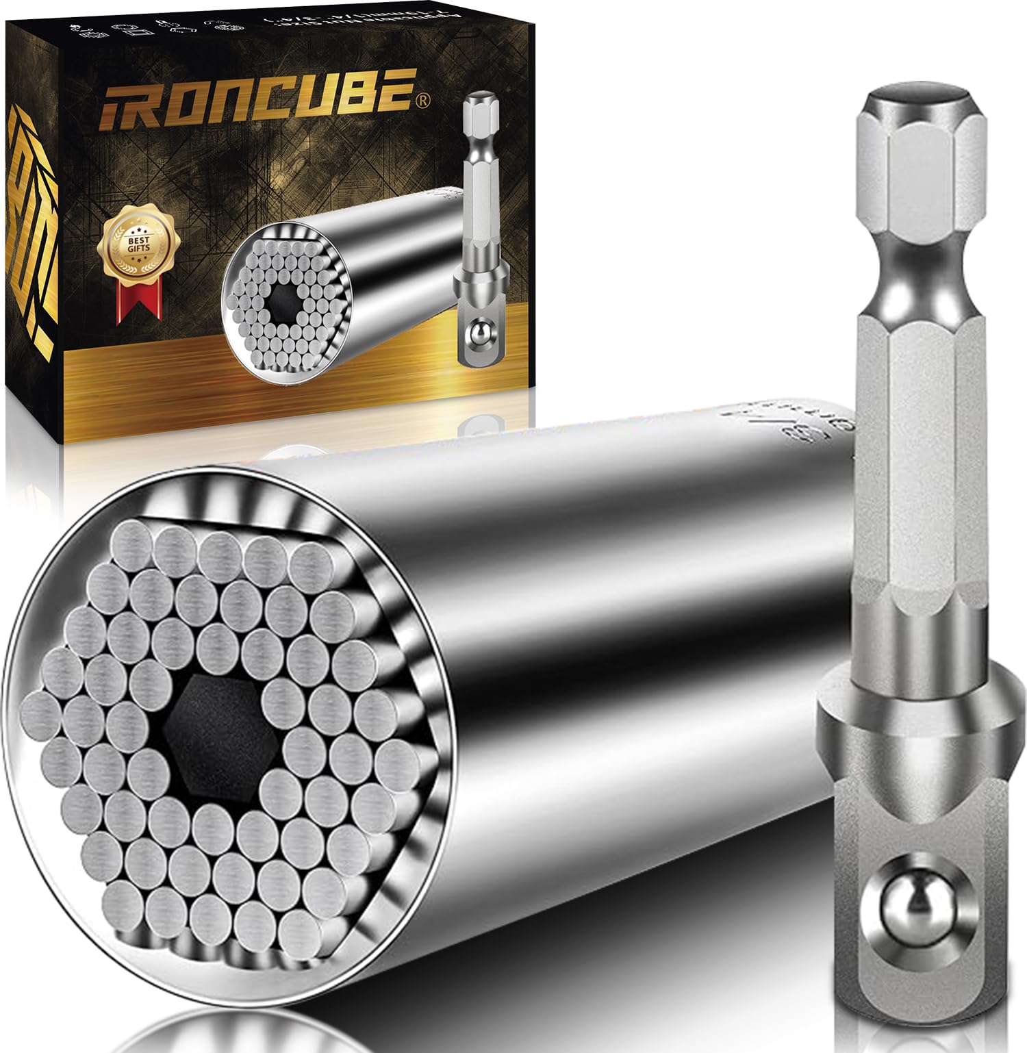 ironcube Super Universal Socket Tools, Socket Set with Power Drill Adapter(7-19 MM) Suitable for Wing Nuts, Cap Screws, Hooks, or Flanges.