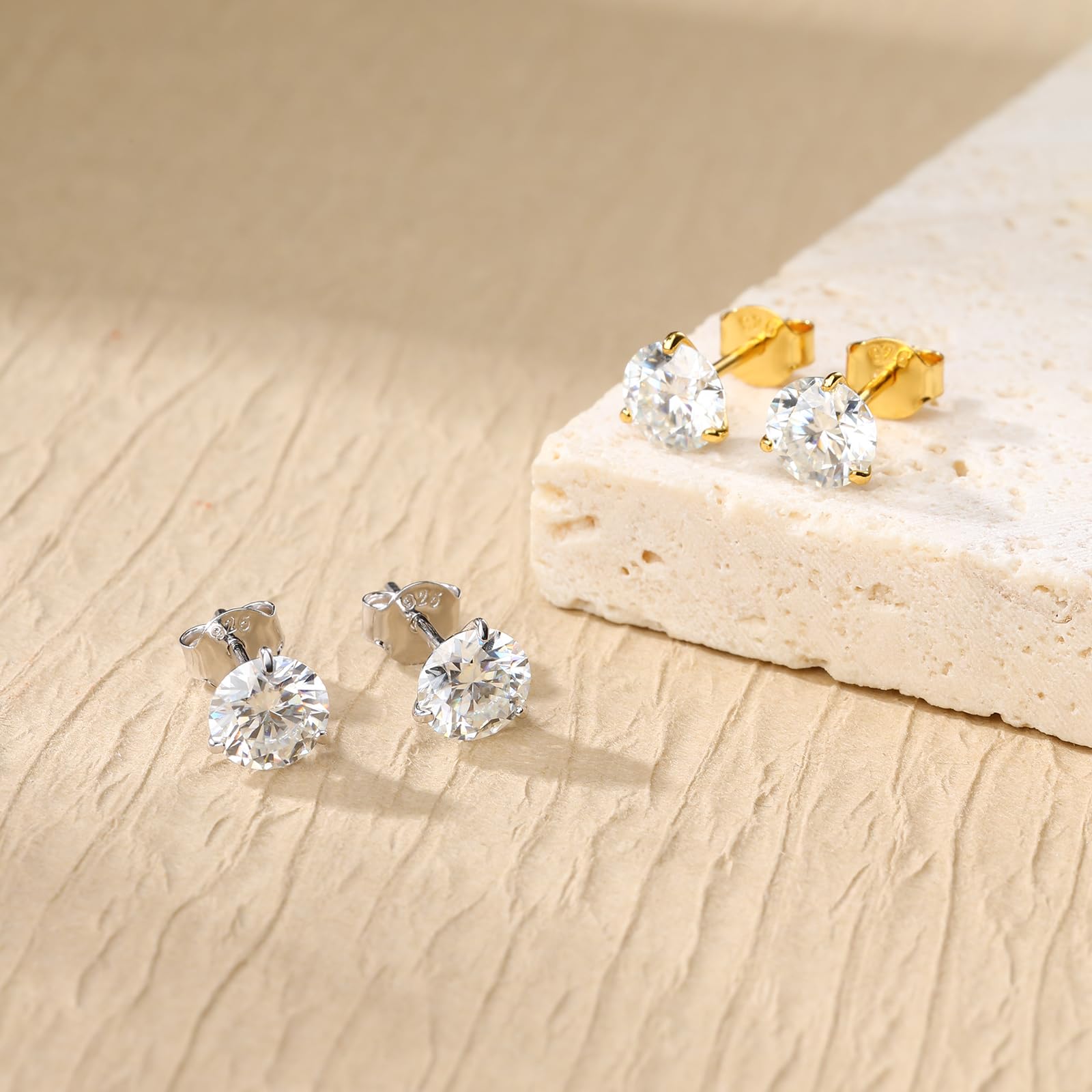 Moissanite Earrings - Moissanite Earrings for Women, Moissanite Earrings for Men, Diamond Stud Earrings for Women 925 Sterling Silver Hypoallergenic Earrings