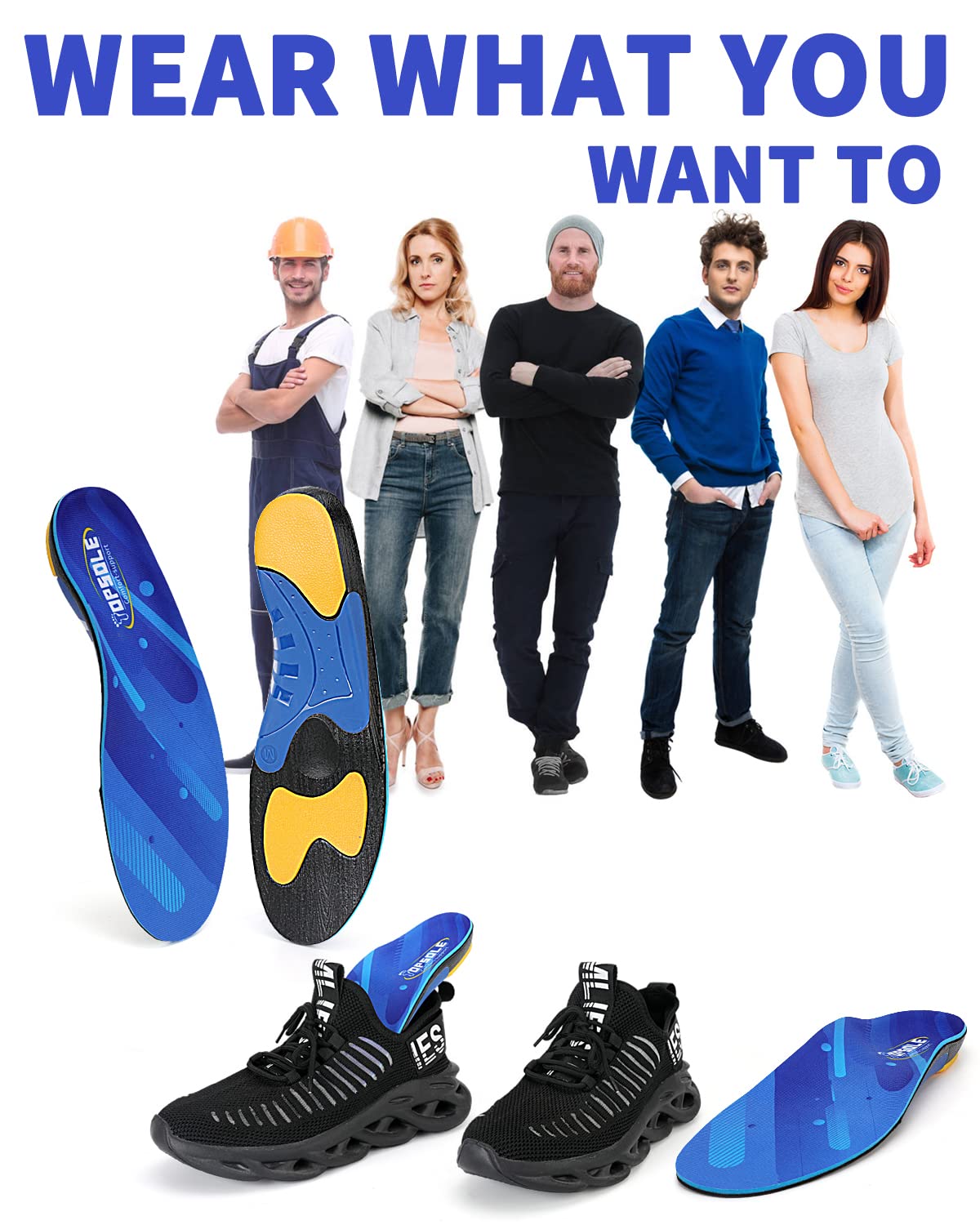 TOPSOLE (220+lbs) Standing All Day Heavy Duty Support Pain Relief Orthotics, Plantar Fasciitis High Arch Support Insoles for Men Women Metatarsalgia,Flat Feet,Feet Pain